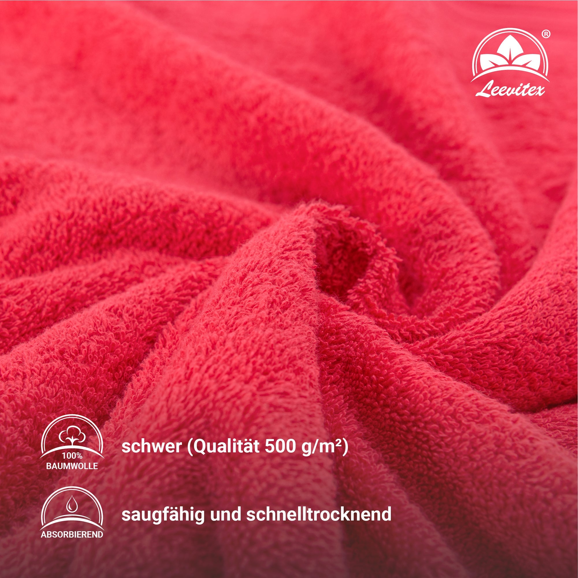 Handtücher von Leevitex – 4er Set, 100% Baumwolle, 50 x 100 cm, weich und saugfähig