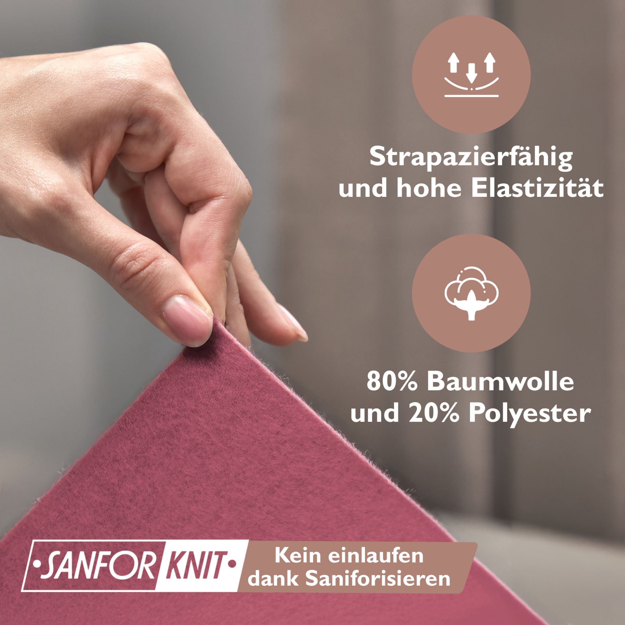 Winter-Spannbettlaken Bordeaux 200x200 cm Darstellung Elastizität 80% Baumwolle und 20% Polyester