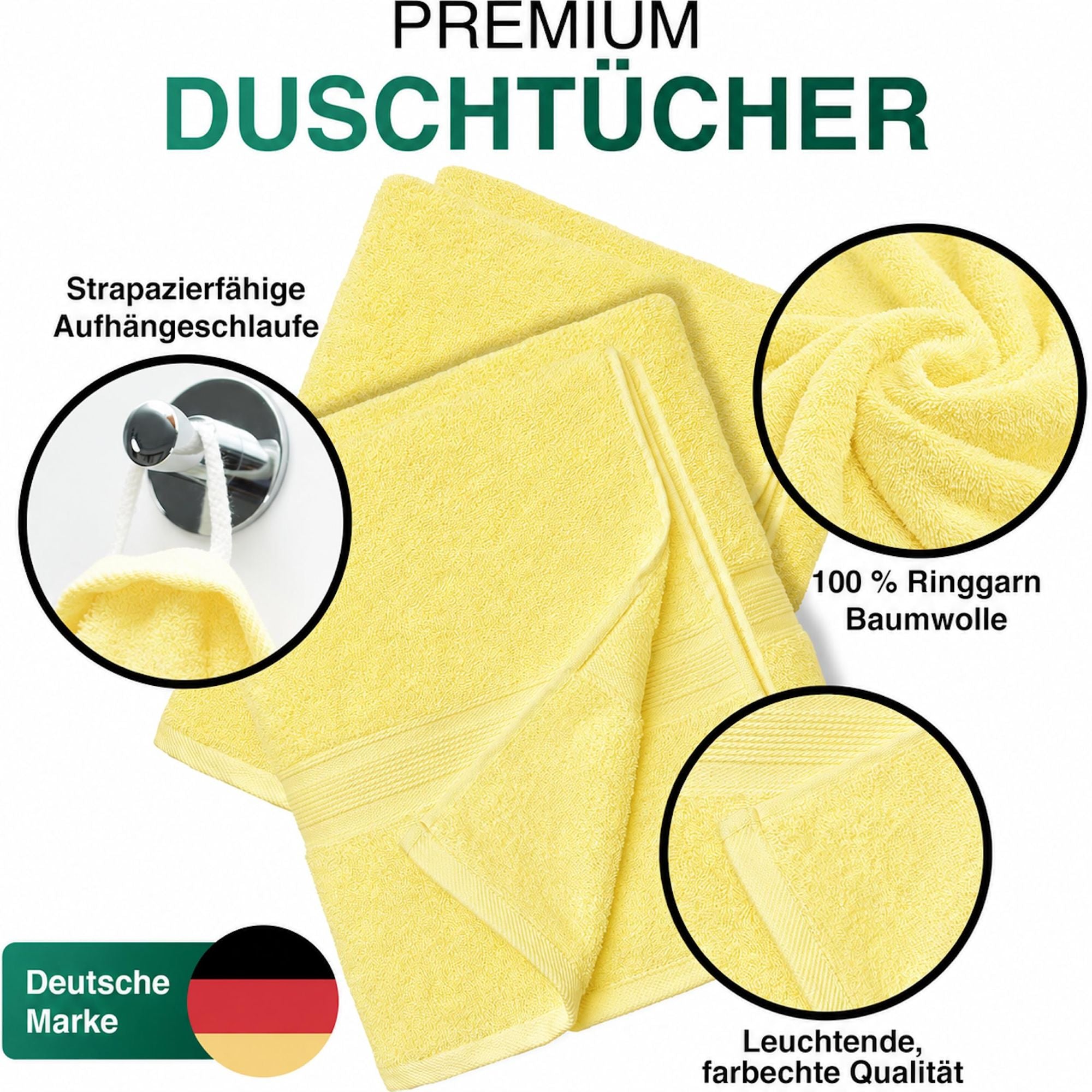 Duschtücher im 2er Set – 100% Baumwolle, 70 x 140 cm, weich und saugfähig
