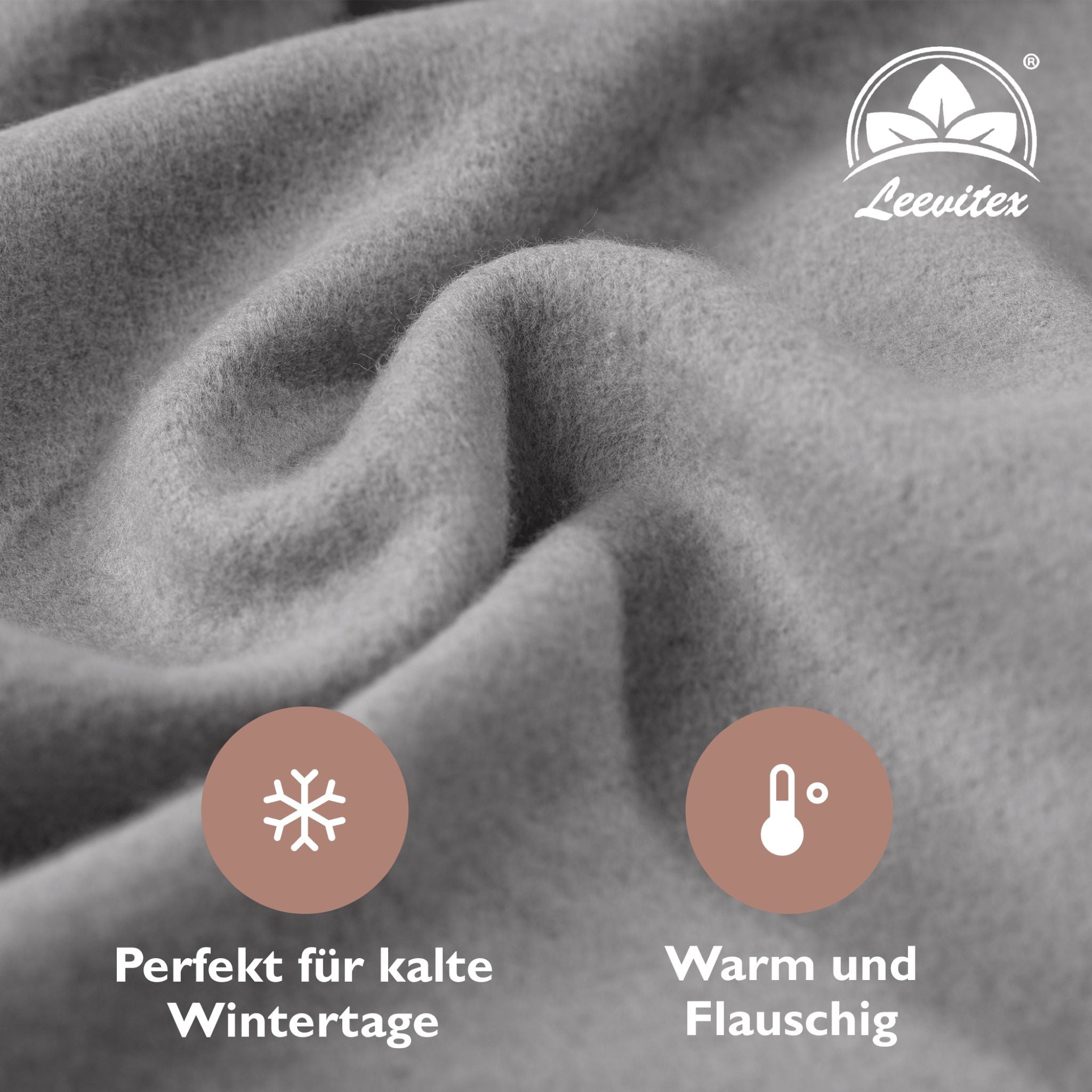 Winter-Spannbettlaken Grau 200x200 cm Nahaufnahme flauschiger Stoff