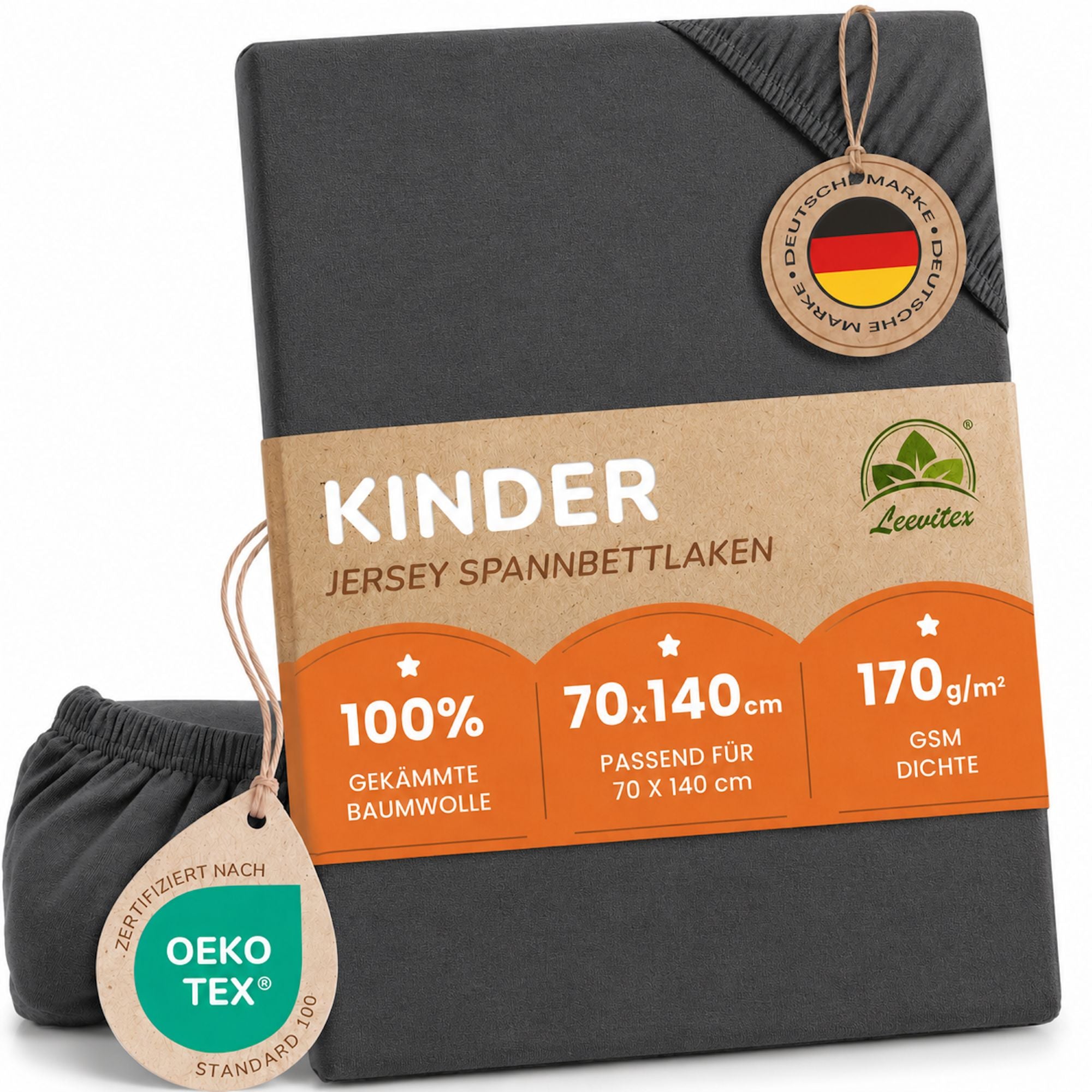 Kinder Spannbettlaken 70 x 140 cm von Leevitex im 1er Pack – 100% Jersey-Baumwolle,