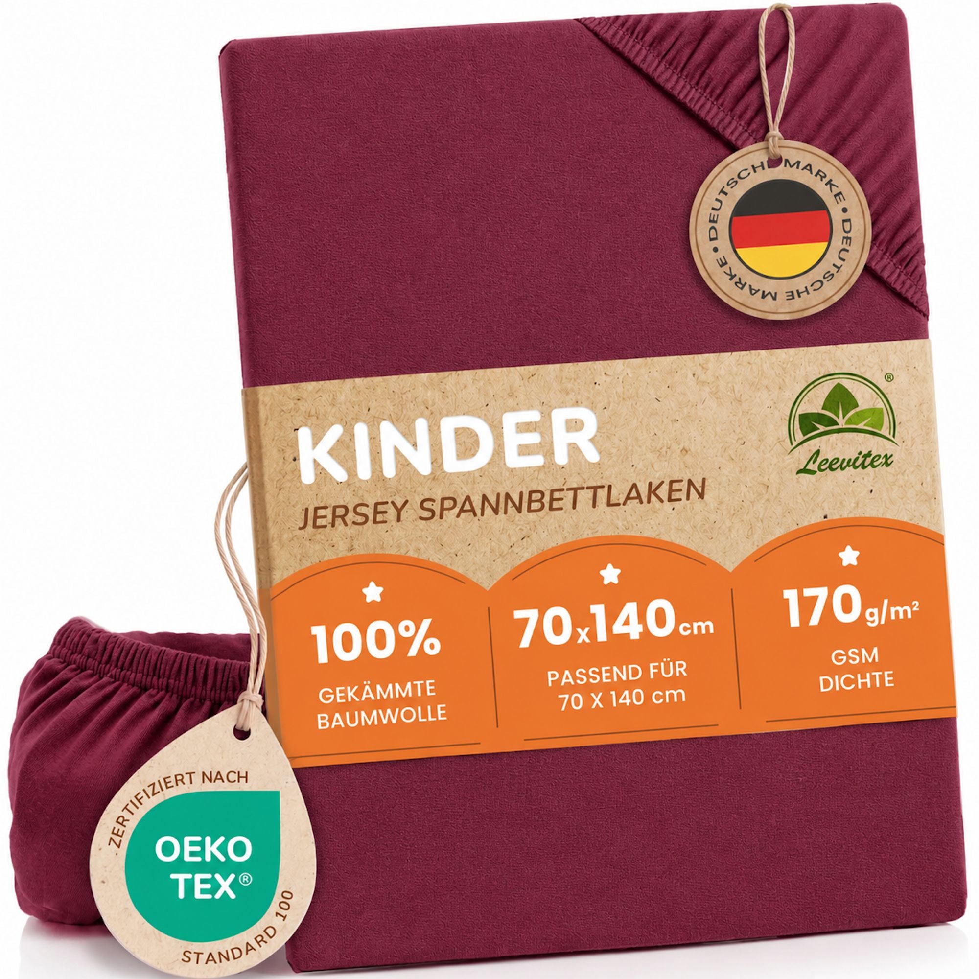 Kinder Spannbettlaken 70 x 140 cm von Leevitex im 1er Pack – 100% Jersey-Baumwolle,