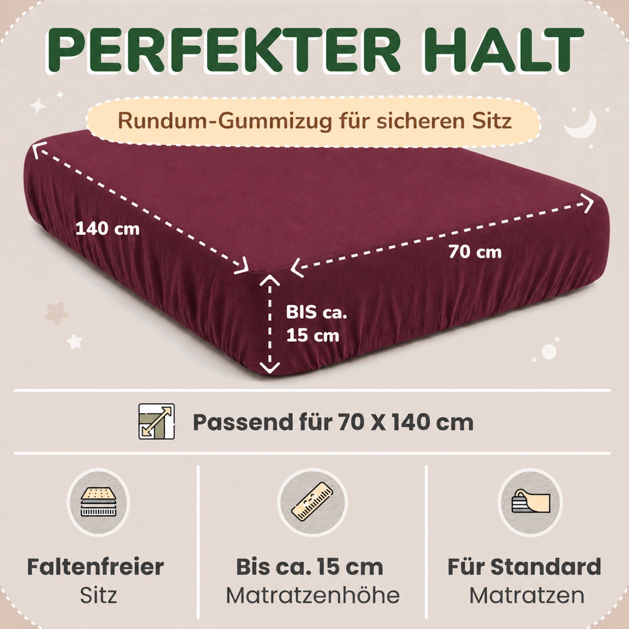 Kinderspannbettlaken von Leevitex im 2er Pack – 100% Jersey-Baumwolle, 70 x 140 cm