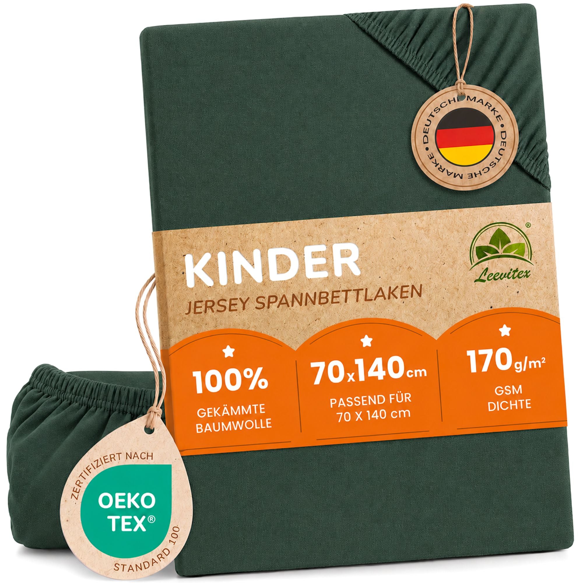Kinder Spannbettlaken 70 x 140 cm von Leevitex im 1er Pack – 100% Jersey-Baumwolle,