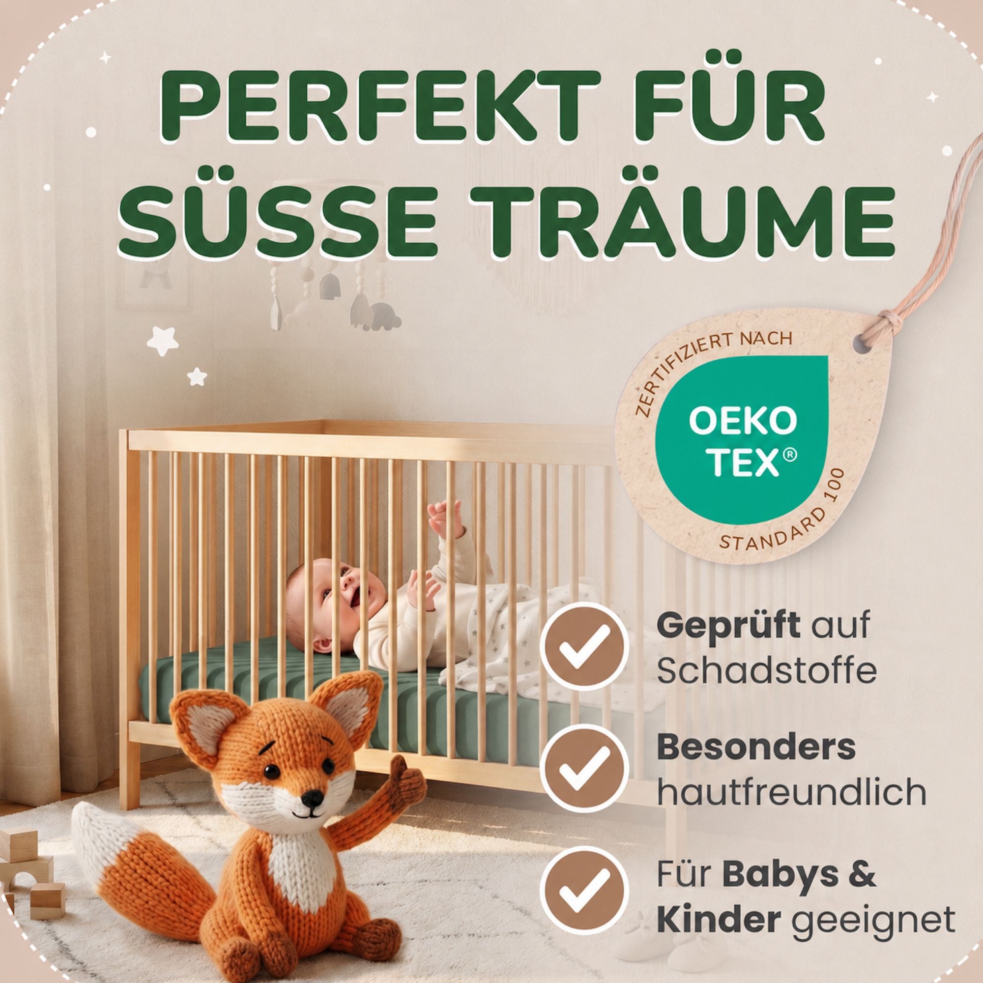 Kinderspannbettlaken von Leevitex im 2er Pack – 100% Jersey-Baumwolle, 70 x 140 cm