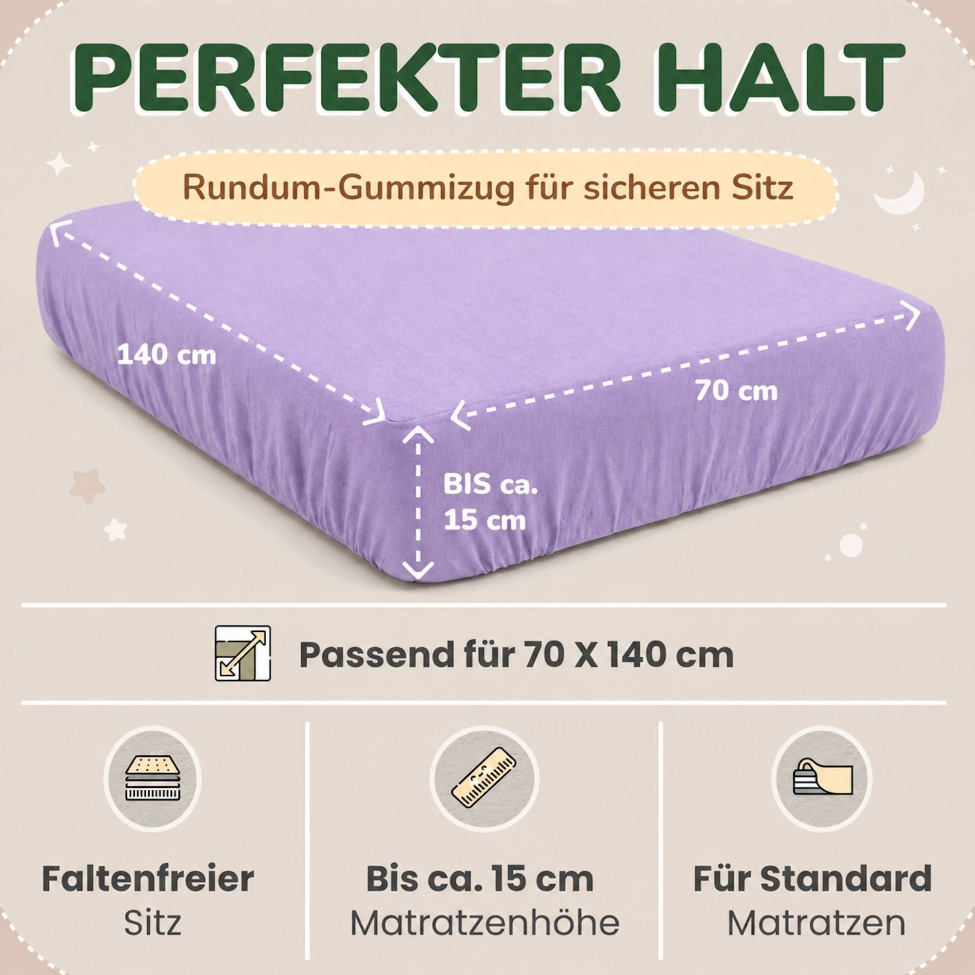 Kinderspannbettlaken von Leevitex im 2er Pack – 100% Jersey-Baumwolle, 70 x 140 cm