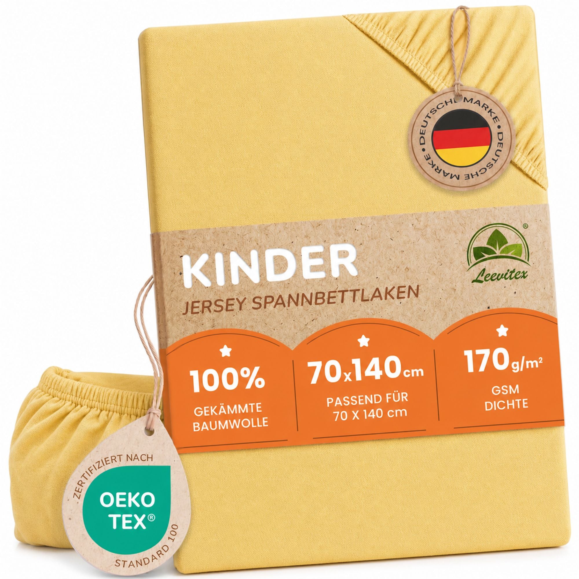 Kinder Spannbettlaken 70 x 140 cm von Leevitex im 1er Pack – 100% Jersey-Baumwolle,