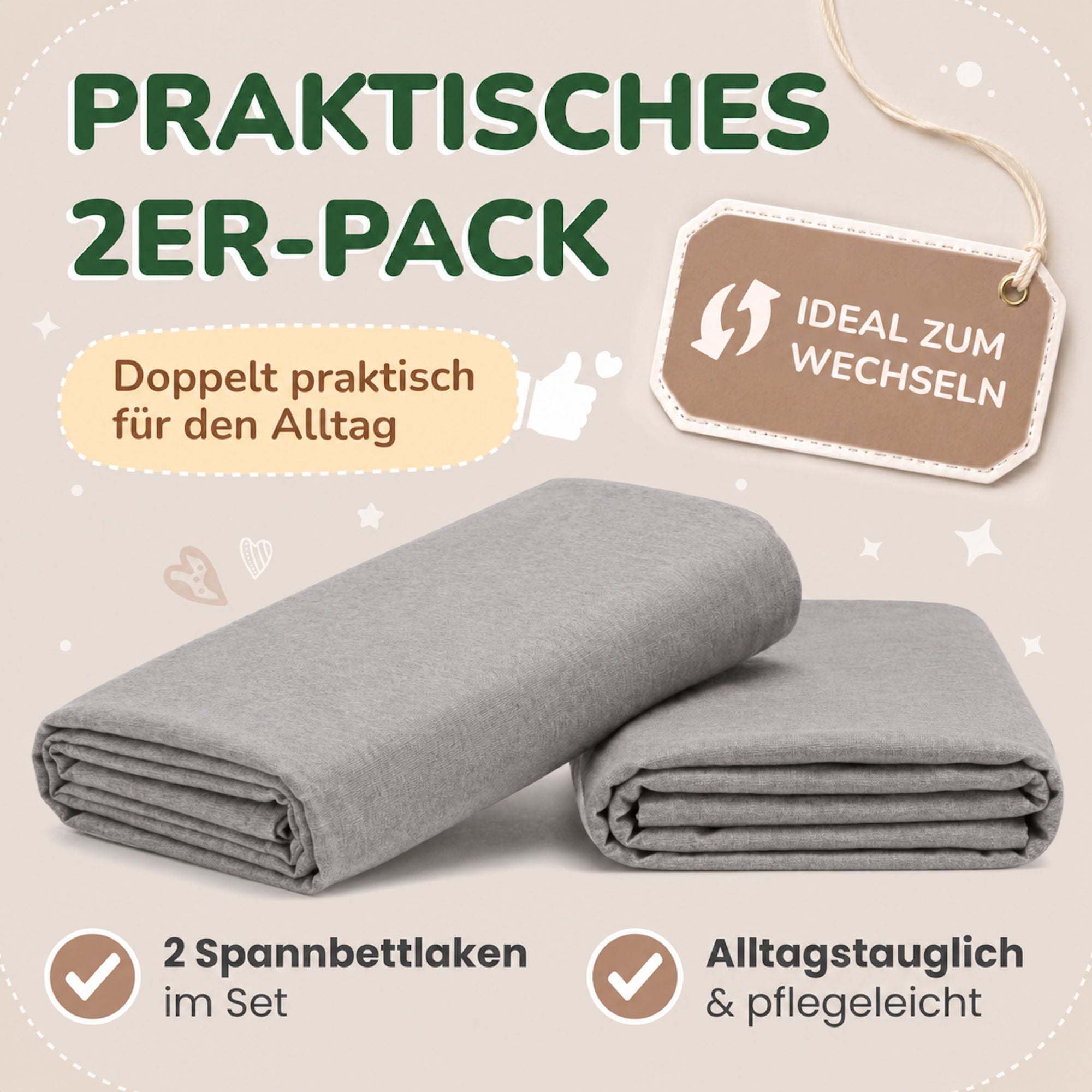 Kinderspannbettlaken von Leevitex im 2er Pack – 100% Jersey-Baumwolle, 70 x 140 cm