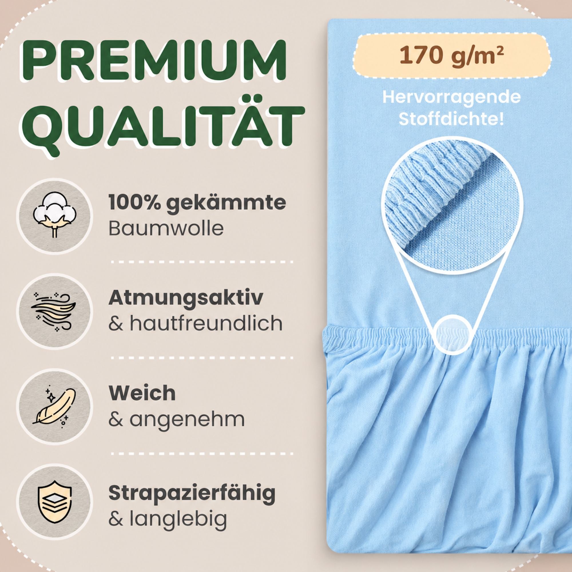 Kinderspannbettlaken von Leevitex im 2er Pack – 100% Jersey-Baumwolle, 70 x 140 cm