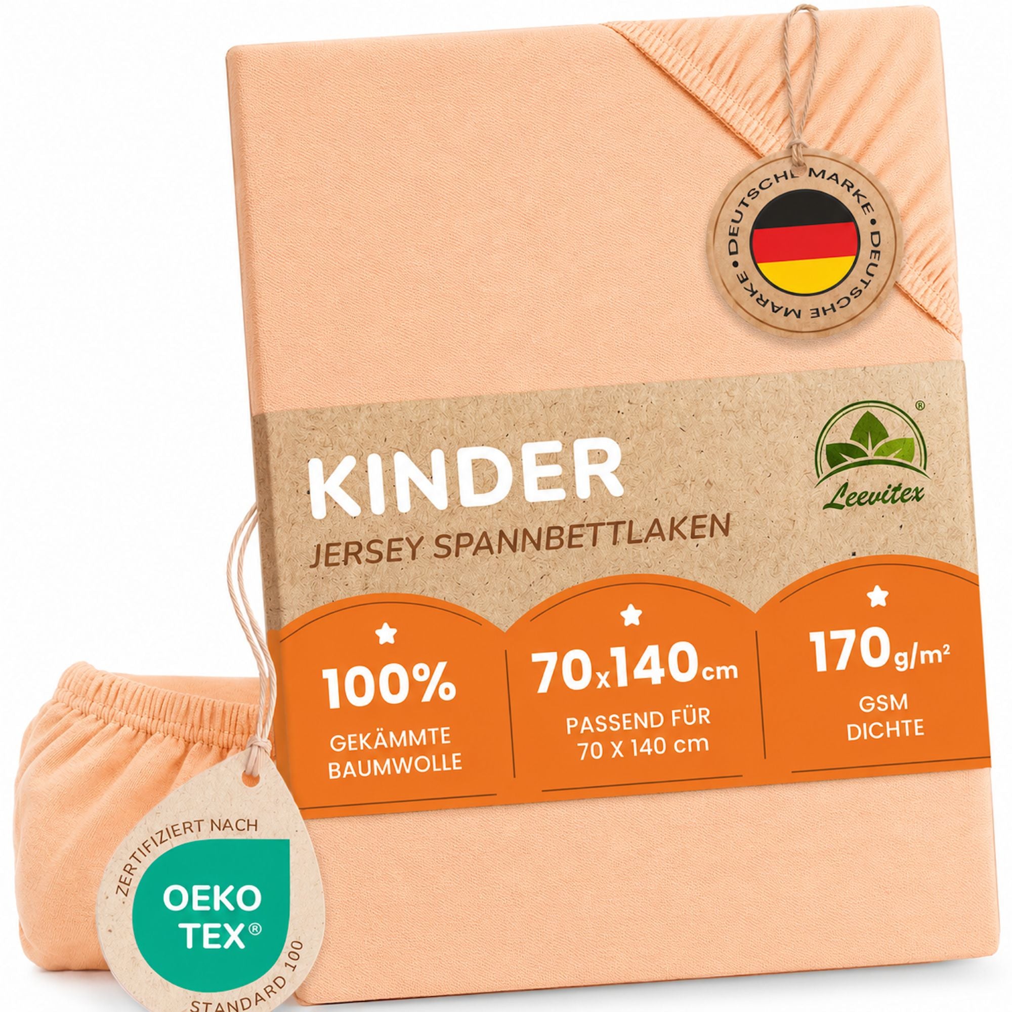 Kinder Spannbettlaken 70 x 140 cm von Leevitex im 1er Pack – 100% Jersey-Baumwolle,