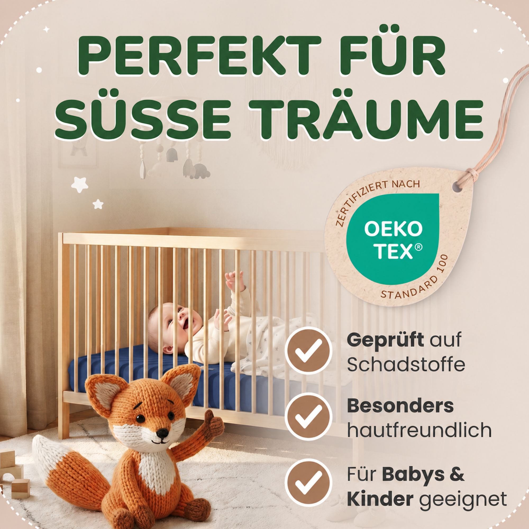 Kinderspannbettlaken von Leevitex im 2er Pack – 100% Jersey-Baumwolle, 70 x 140 cm