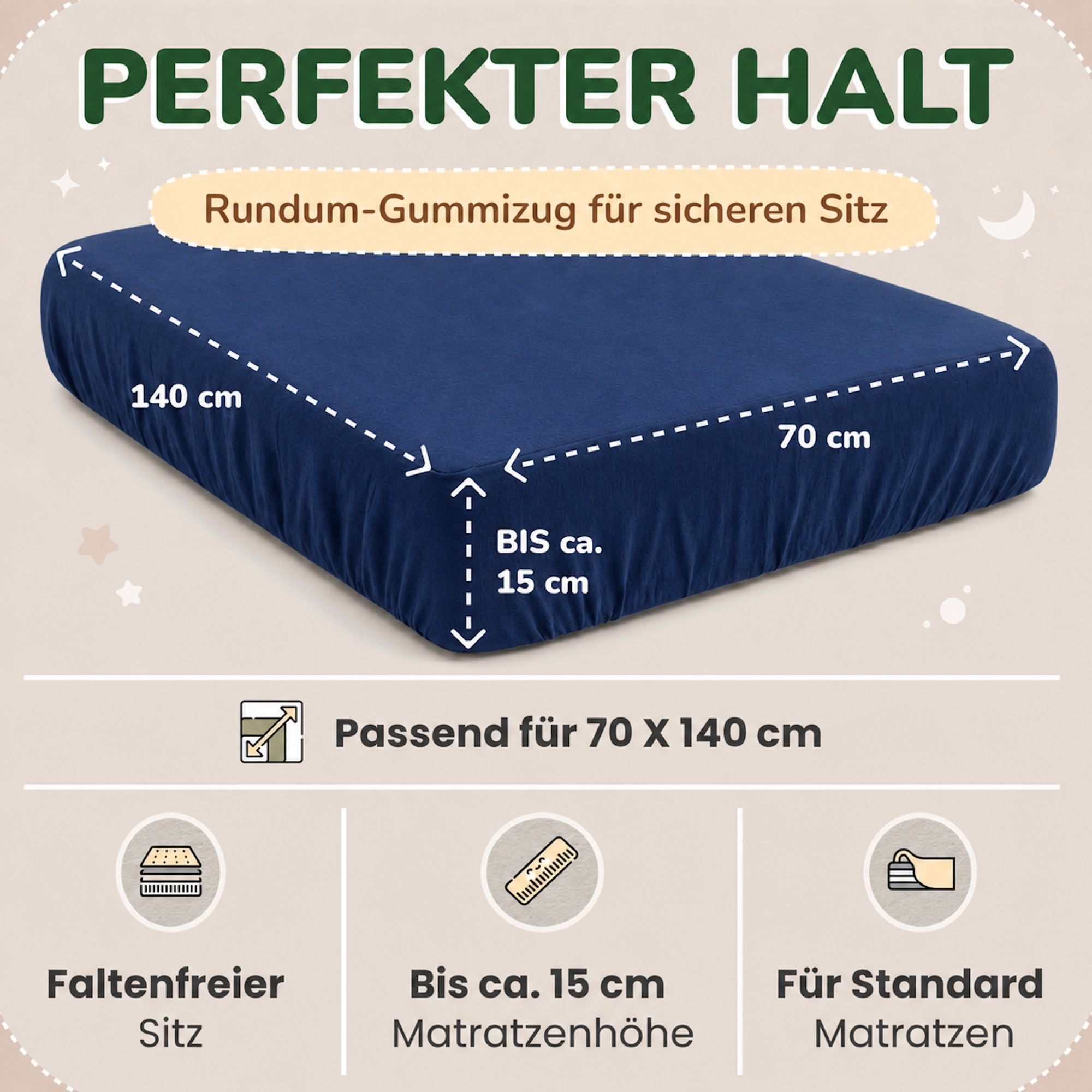 Kinderspannbettlaken von Leevitex im 2er Pack – 100% Jersey-Baumwolle, 70 x 140 cm