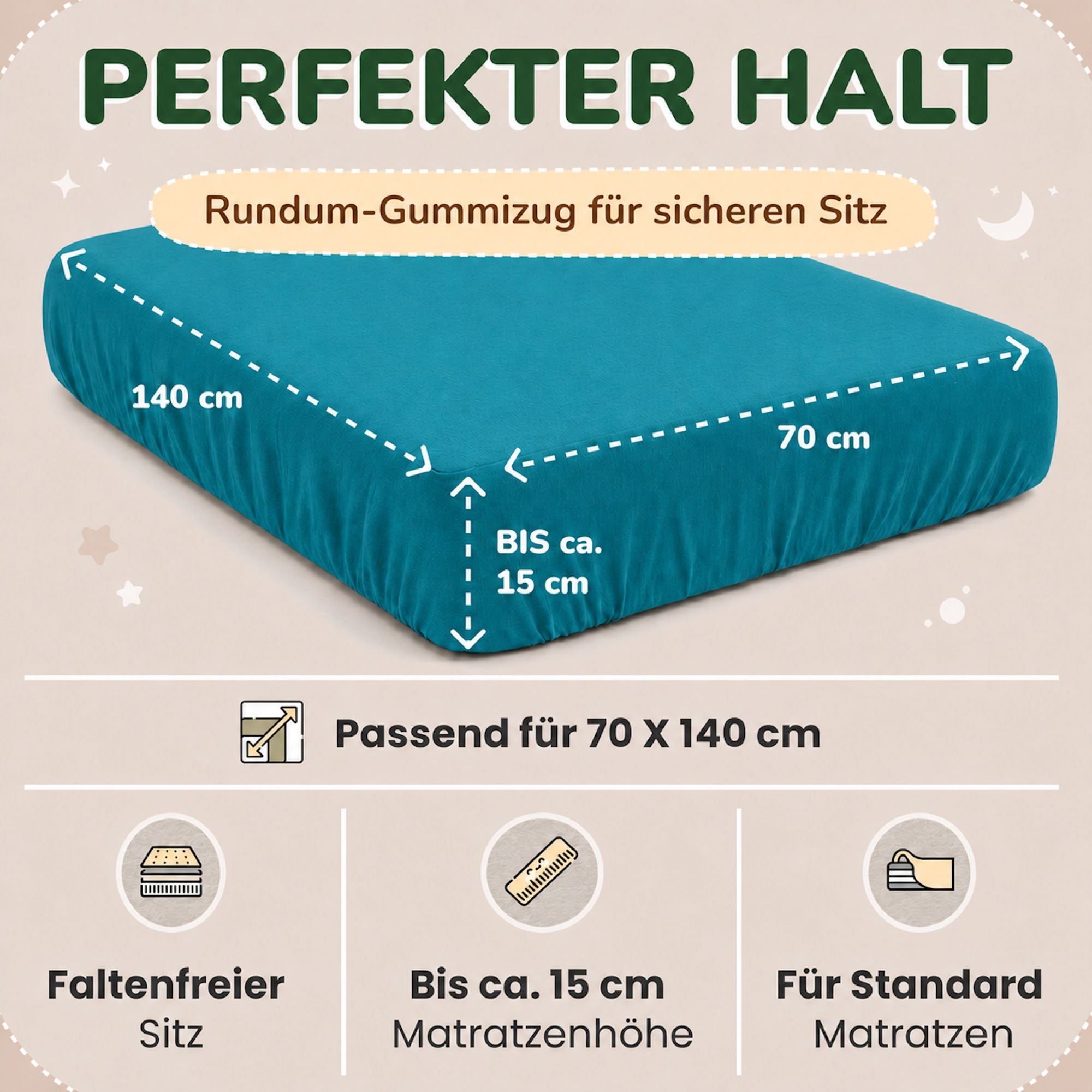 Kinderspannbettlaken von Leevitex im 2er Pack – 100% Jersey-Baumwolle, 70 x 140 cm