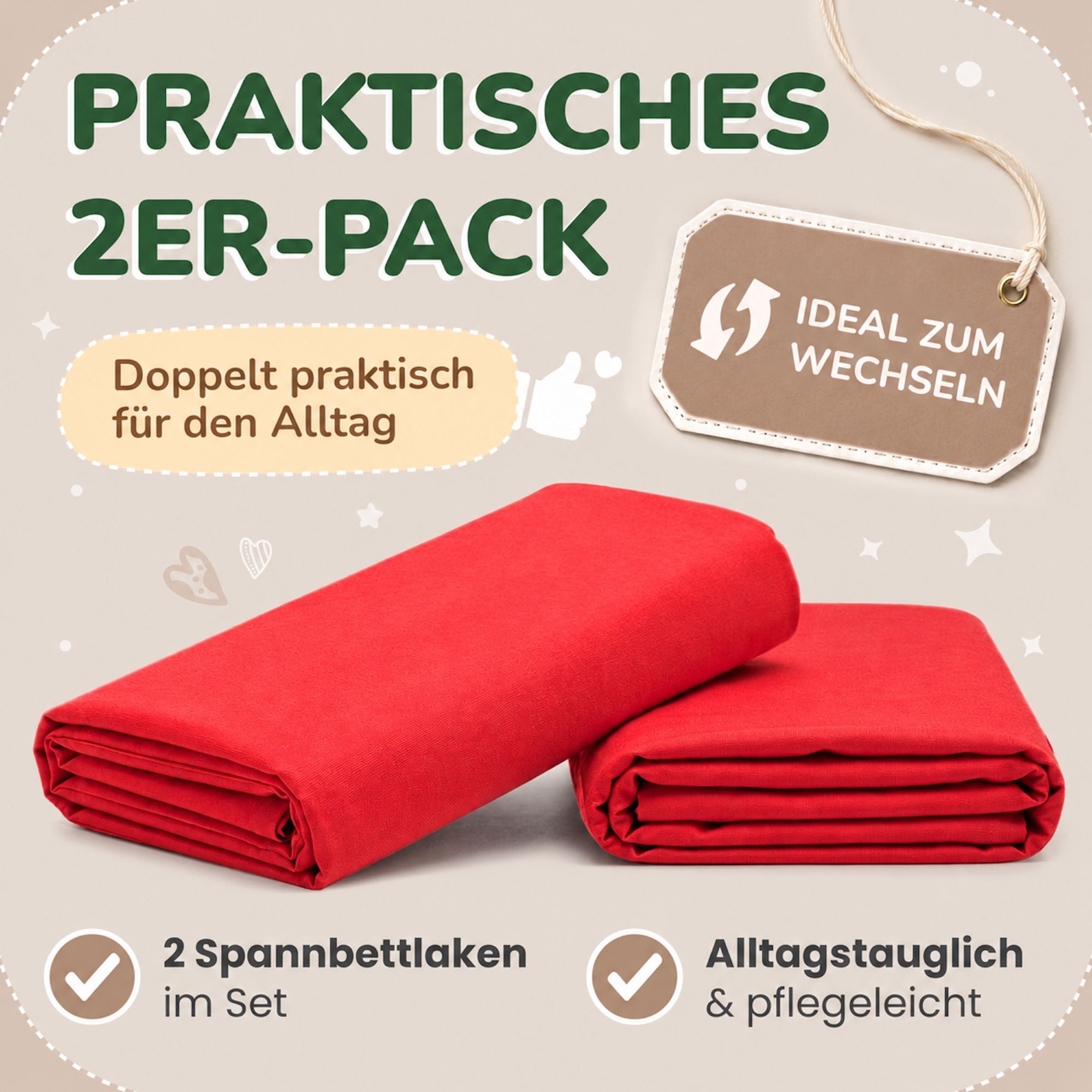 Kinderspannbettlaken von Leevitex im 2er Pack – 100% Jersey-Baumwolle, 70 x 140 cm