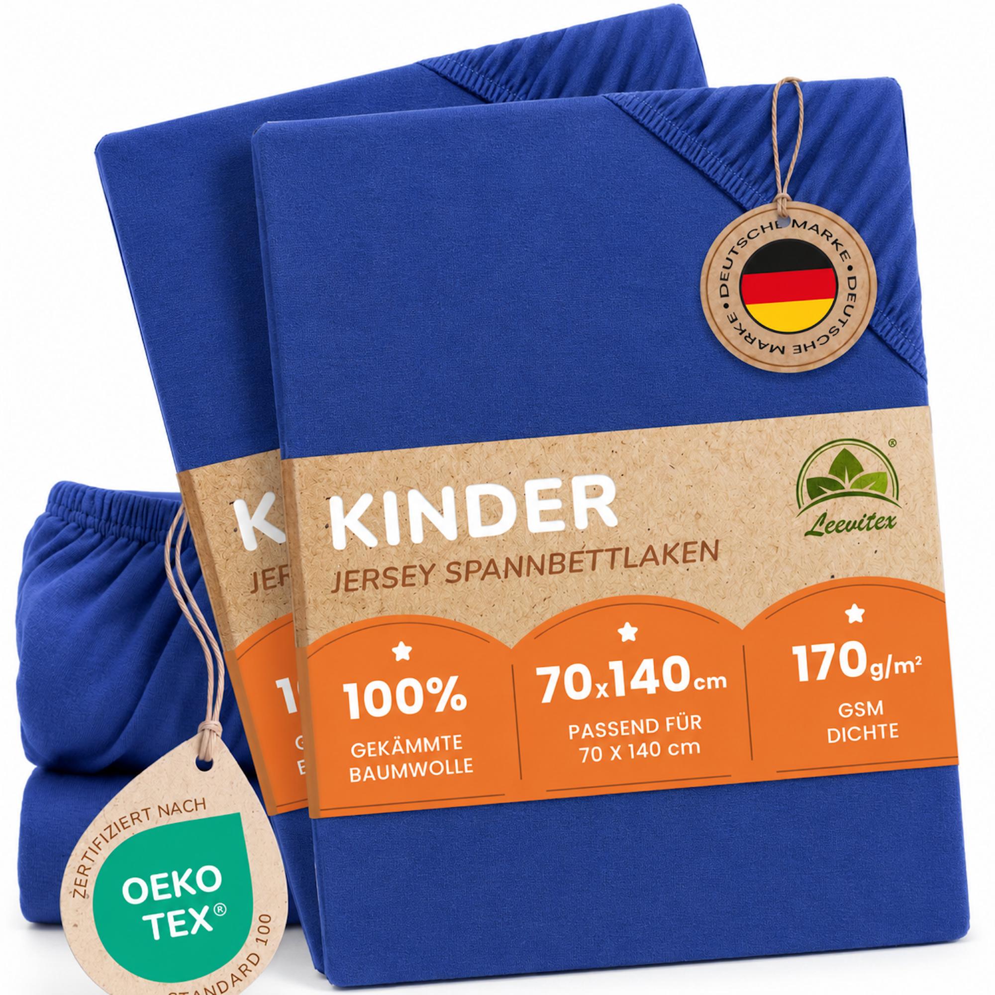 Kinderspannbettlaken von Leevitex im 2er Pack – 100% Jersey-Baumwolle, 70 x 140 cm