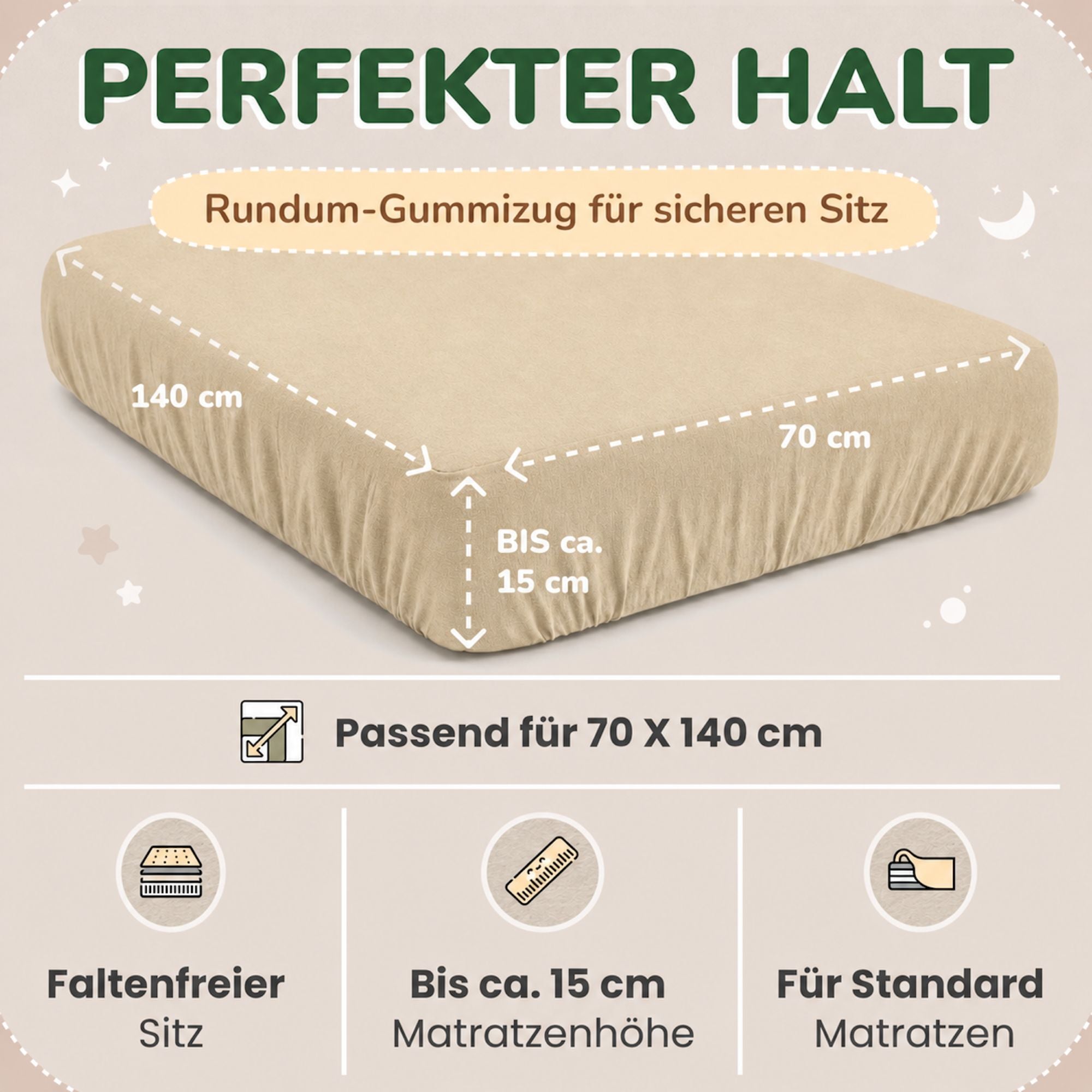 Kinderspannbettlaken von Leevitex im 2er Pack – 100% Jersey-Baumwolle, 70 x 140 cm