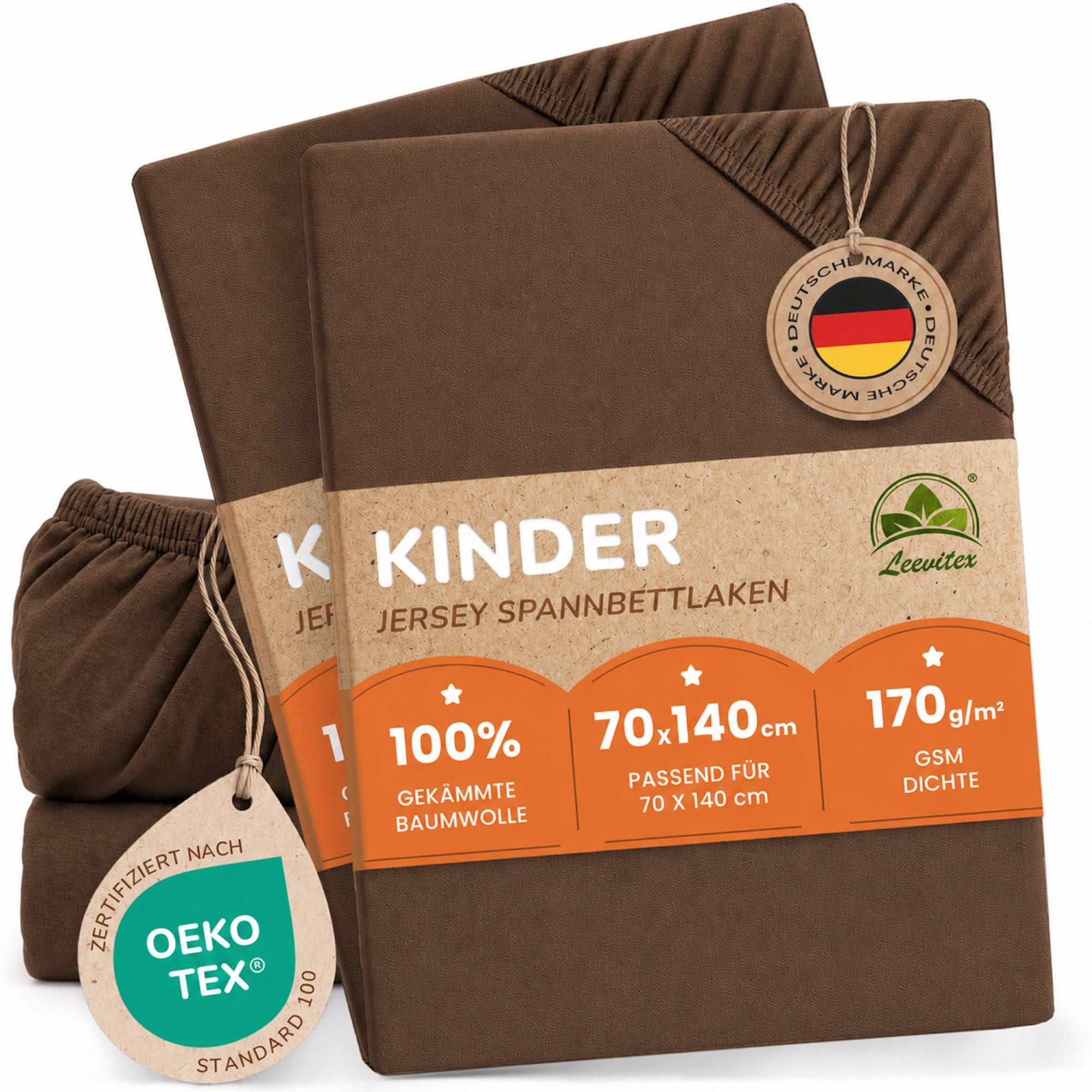 Kinderspannbettlaken von Leevitex im 2er Pack – 100% Jersey-Baumwolle, 70 x 140 cm