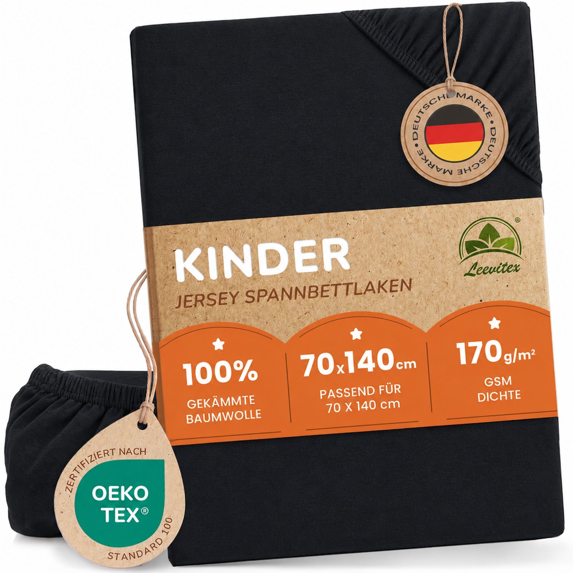 Kinder Spannbettlaken 70 x 140 cm von Leevitex im 1er Pack – 100% Jersey-Baumwolle,