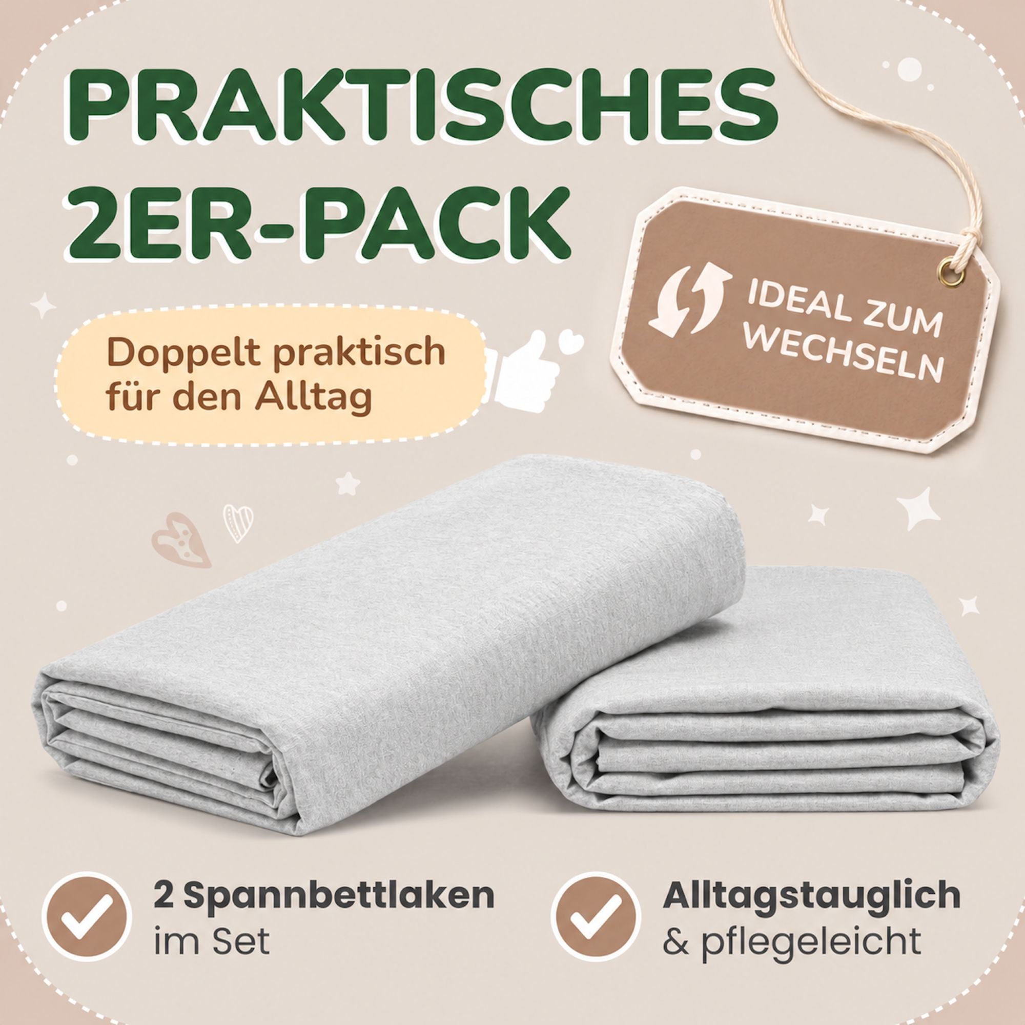 Kinderspannbettlaken von Leevitex im 2er Pack – 100% Jersey-Baumwolle, 70 x 140 cm