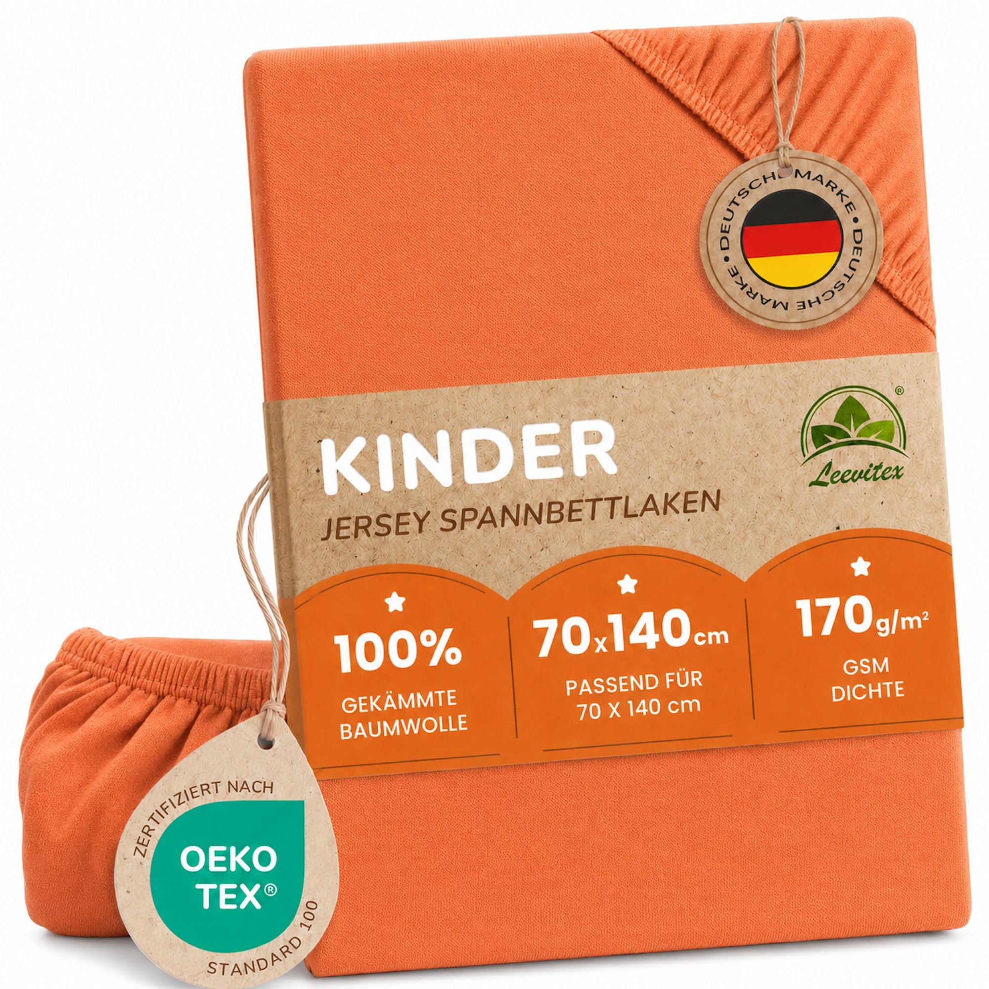 Kinder Spannbettlaken 70 x 140 cm von Leevitex im 1er Pack – 100% Jersey-Baumwolle,