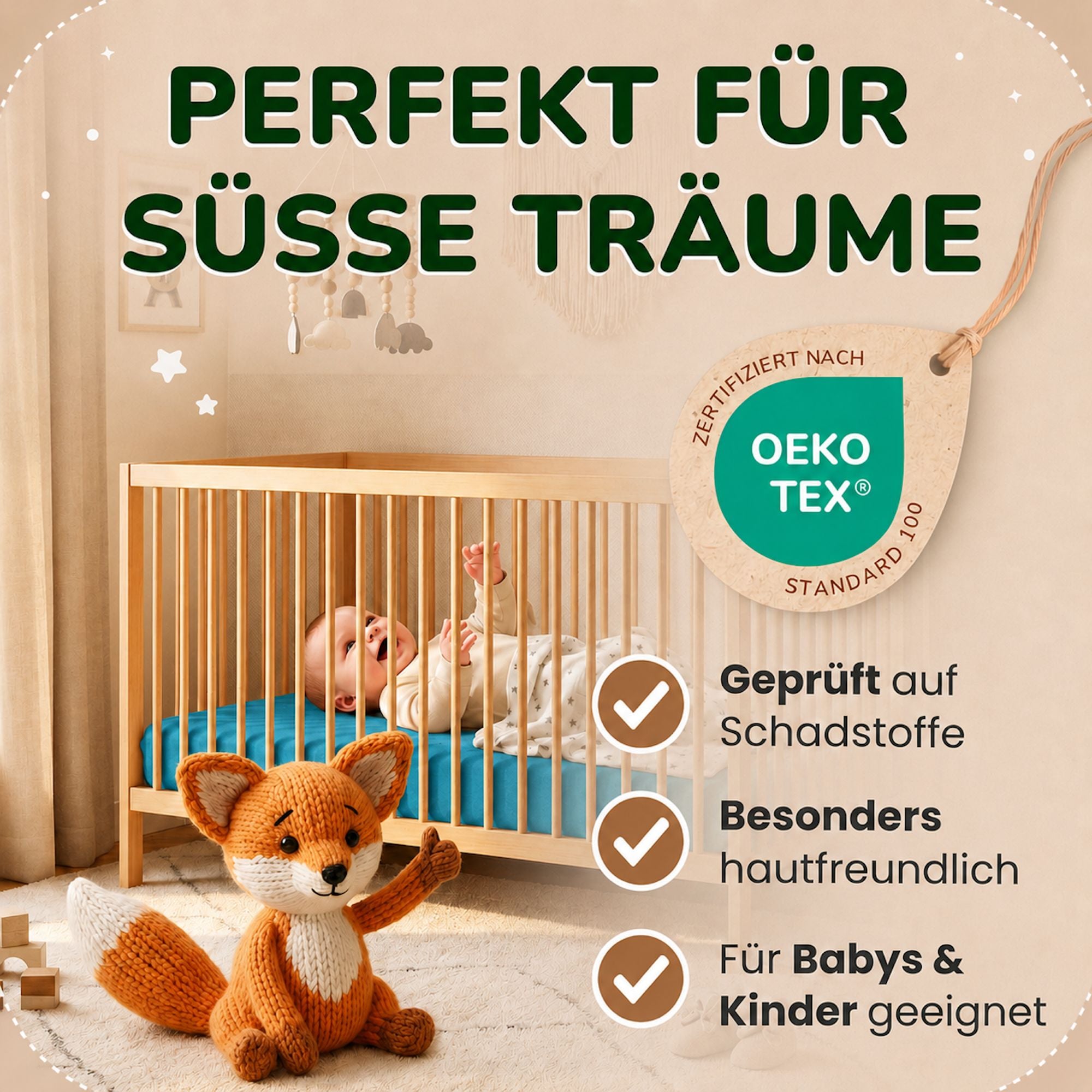 Kinderspannbettlaken von Leevitex im 2er Pack – 100% Jersey-Baumwolle, 70 x 140 cm