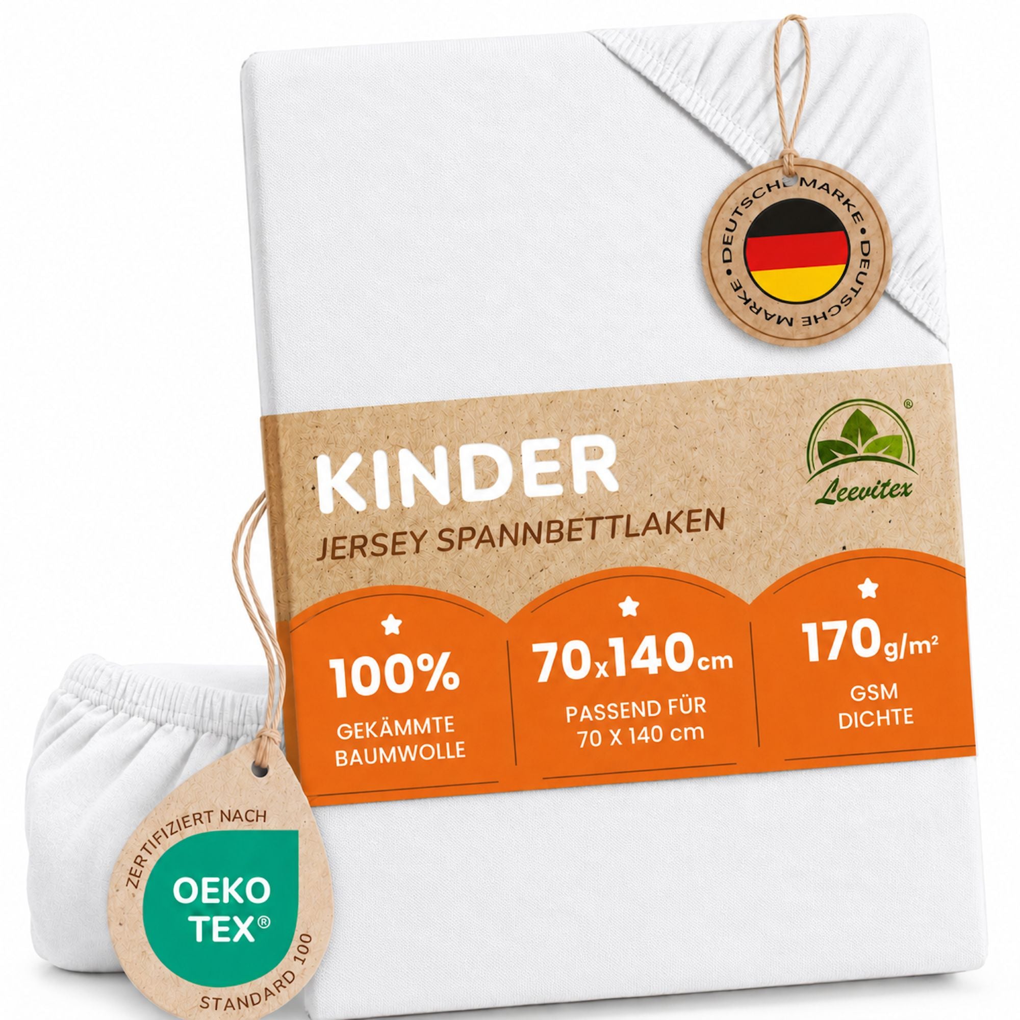 Kinder Spannbettlaken 70 x 140 cm von Leevitex im 1er Pack – 100% Jersey-Baumwolle,