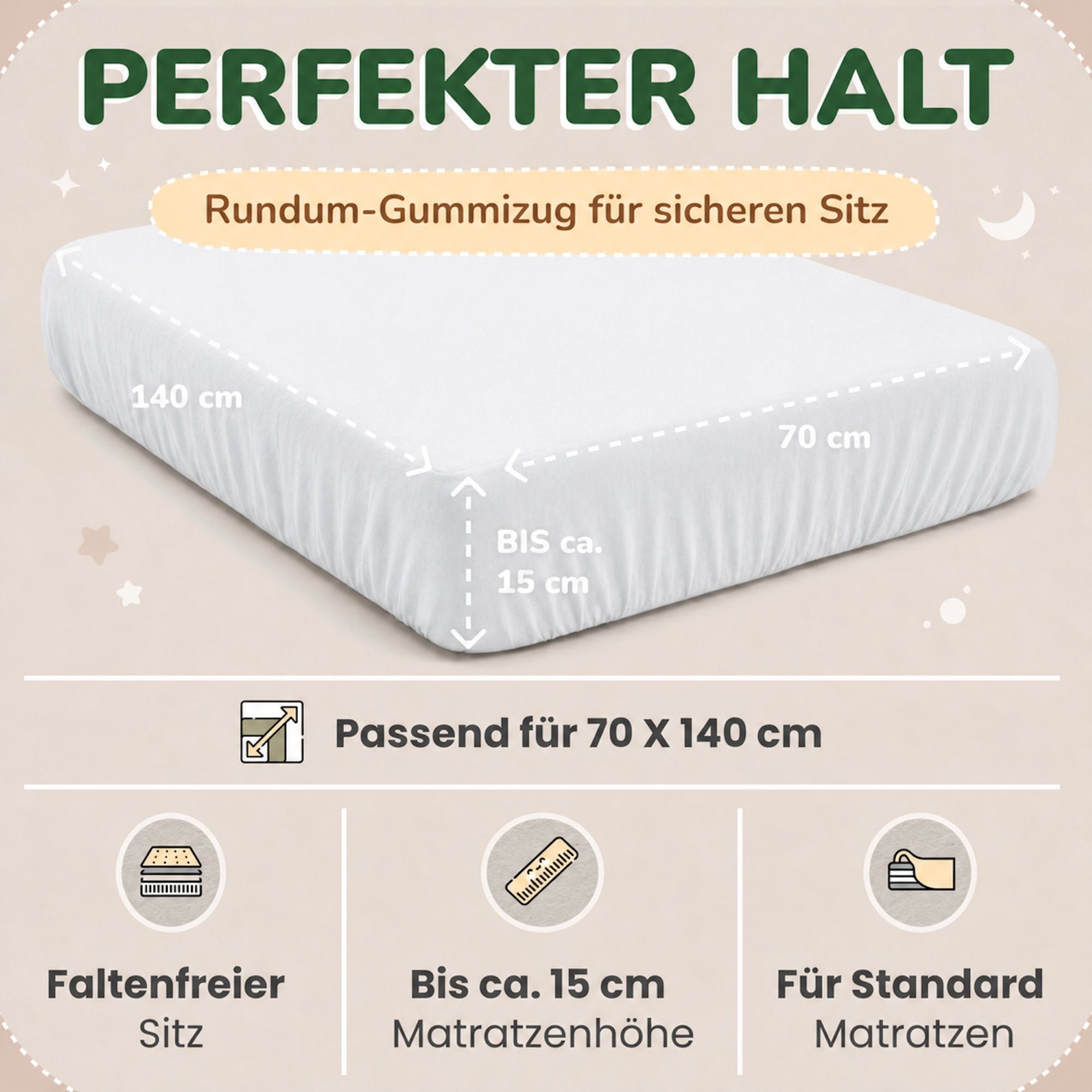 Kinderspannbettlaken von Leevitex im 2er Pack – 100% Jersey-Baumwolle, 70 x 140 cm