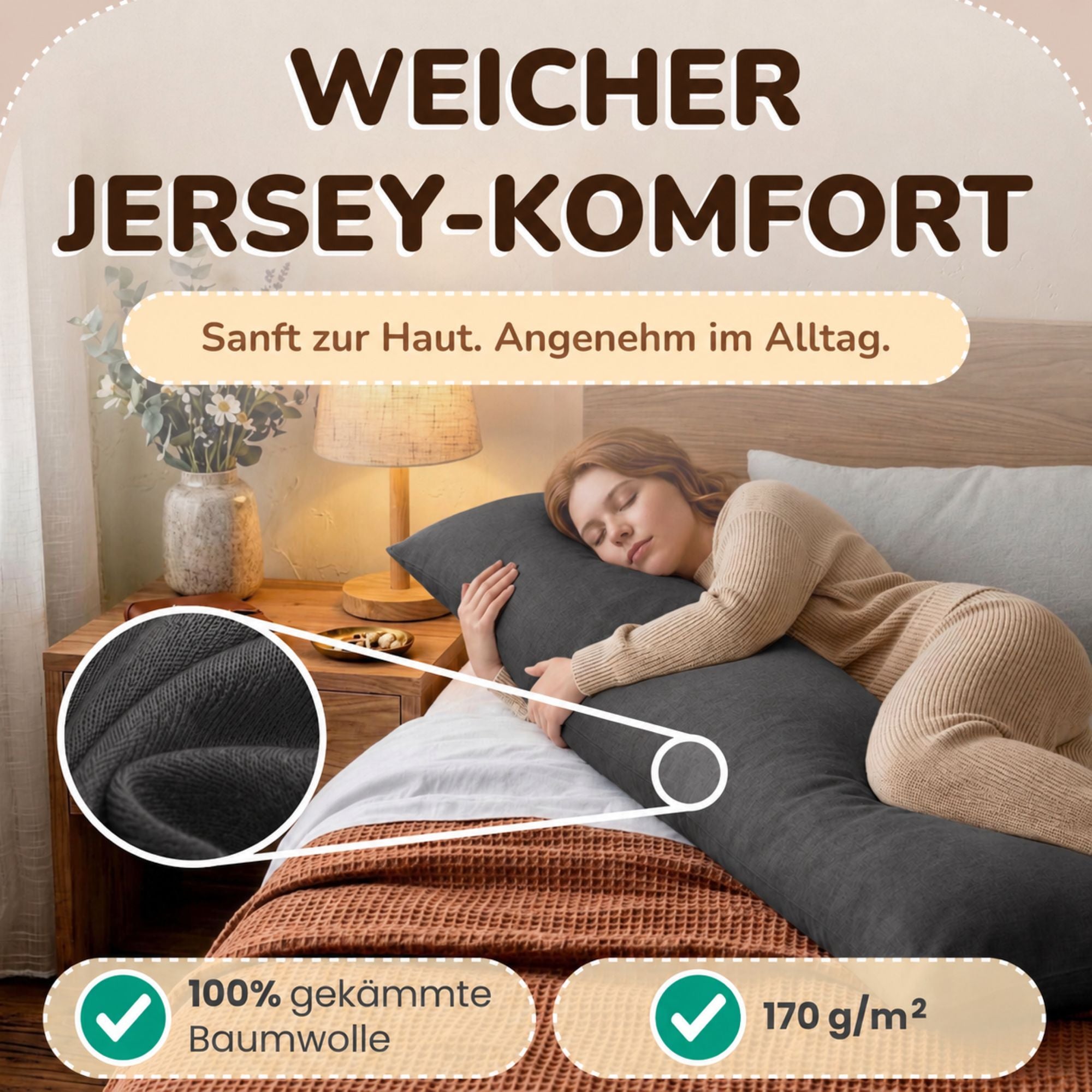 Kissenbezüge 2er Set 40x145 cm - 100% Baumwolle, stilvoll und gemütlich