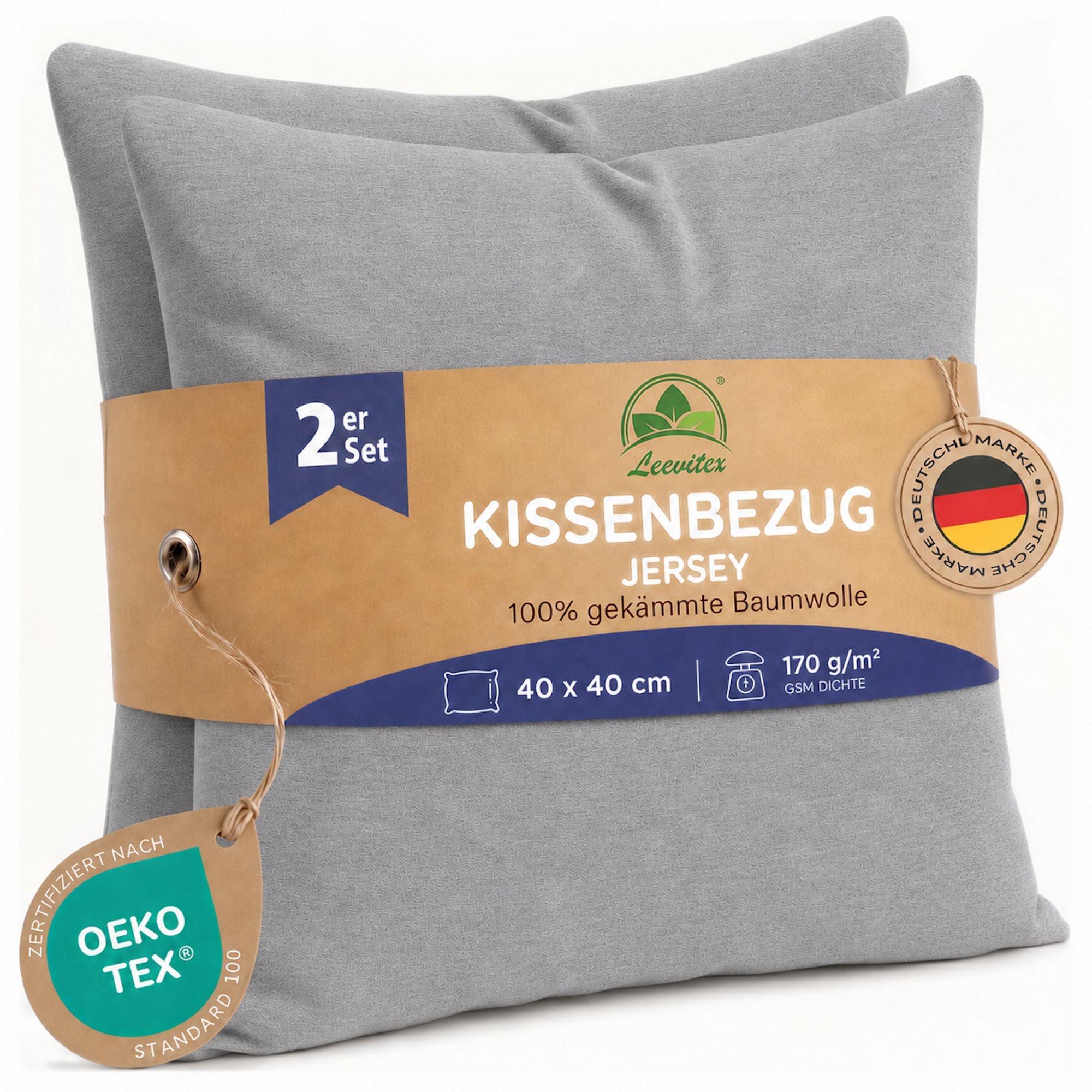 Kissenbezüge 2er Set 40x40 cm - 100% Baumwolle, stilvoll und gemütlich