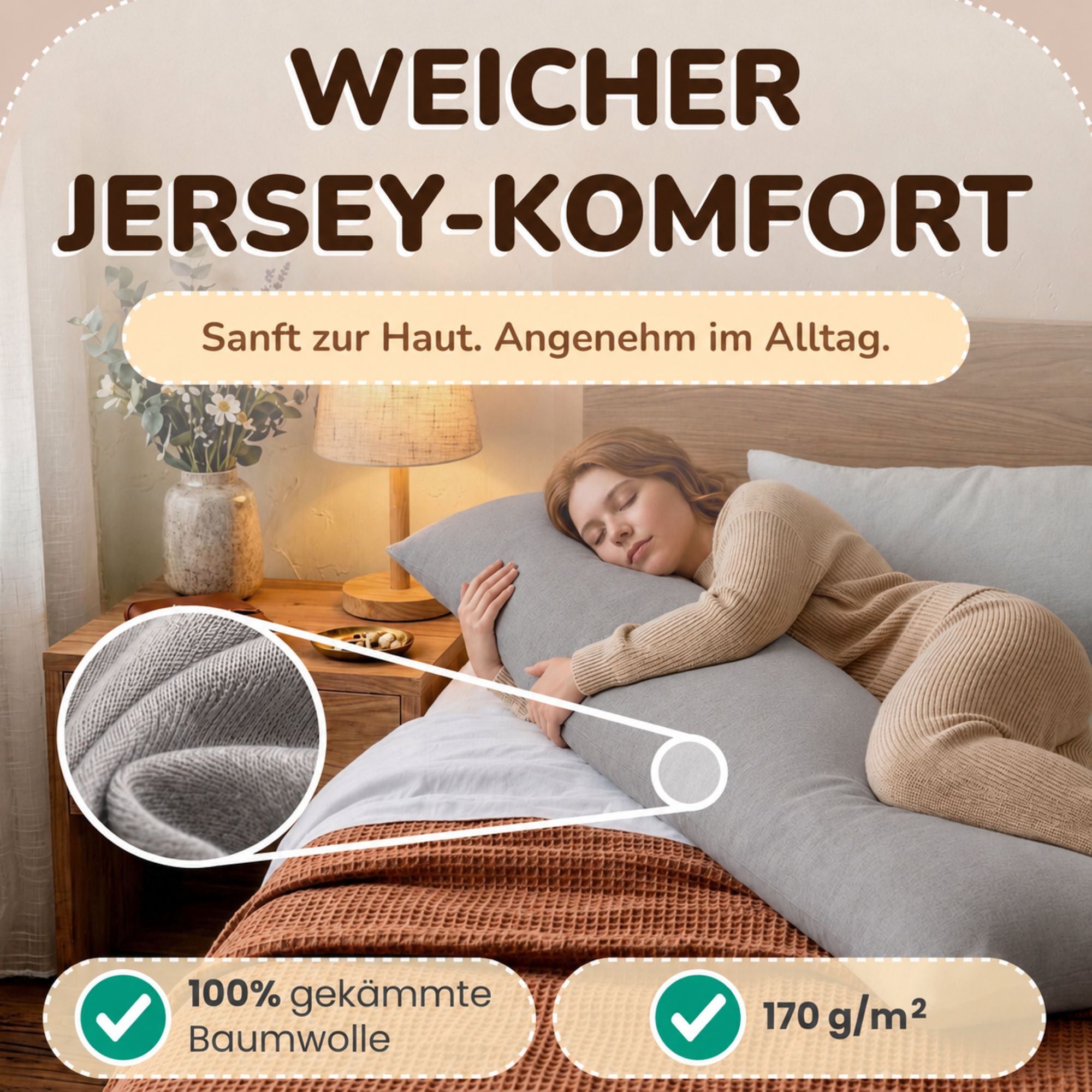 Kissenbezüge 2er Set 40x145 cm - 100% Baumwolle, stilvoll und gemütlich