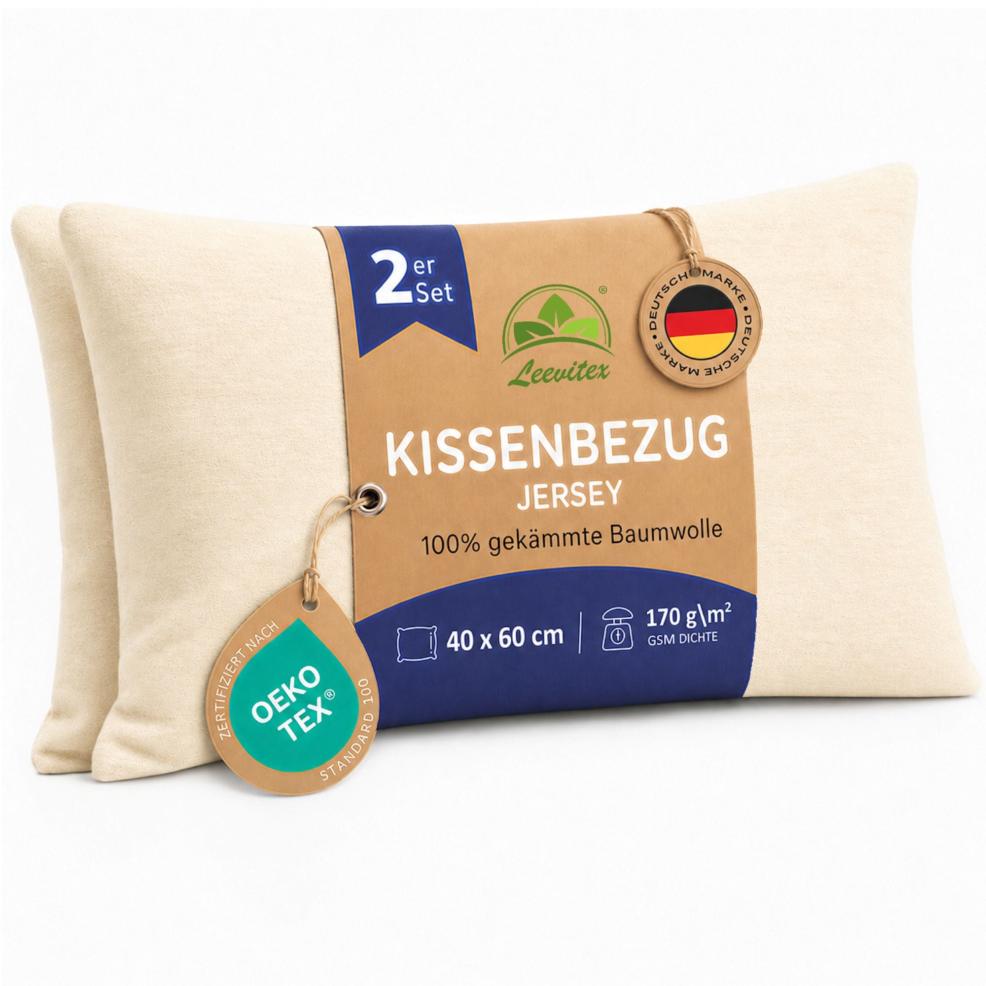 Kissenbezüge 2er Set 40x60 cm - 100% Baumwolle, stilvoll und gemütlich