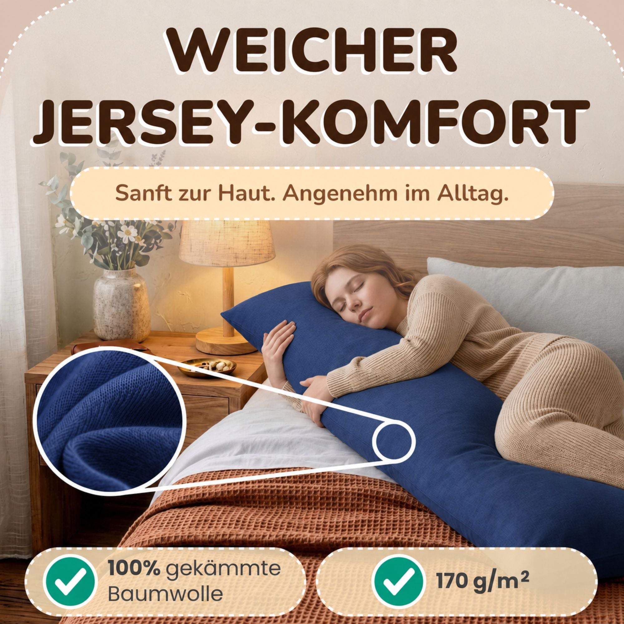 Kissenbezüge 2er Set 40x145 cm - 100% Baumwolle, stilvoll und gemütlich