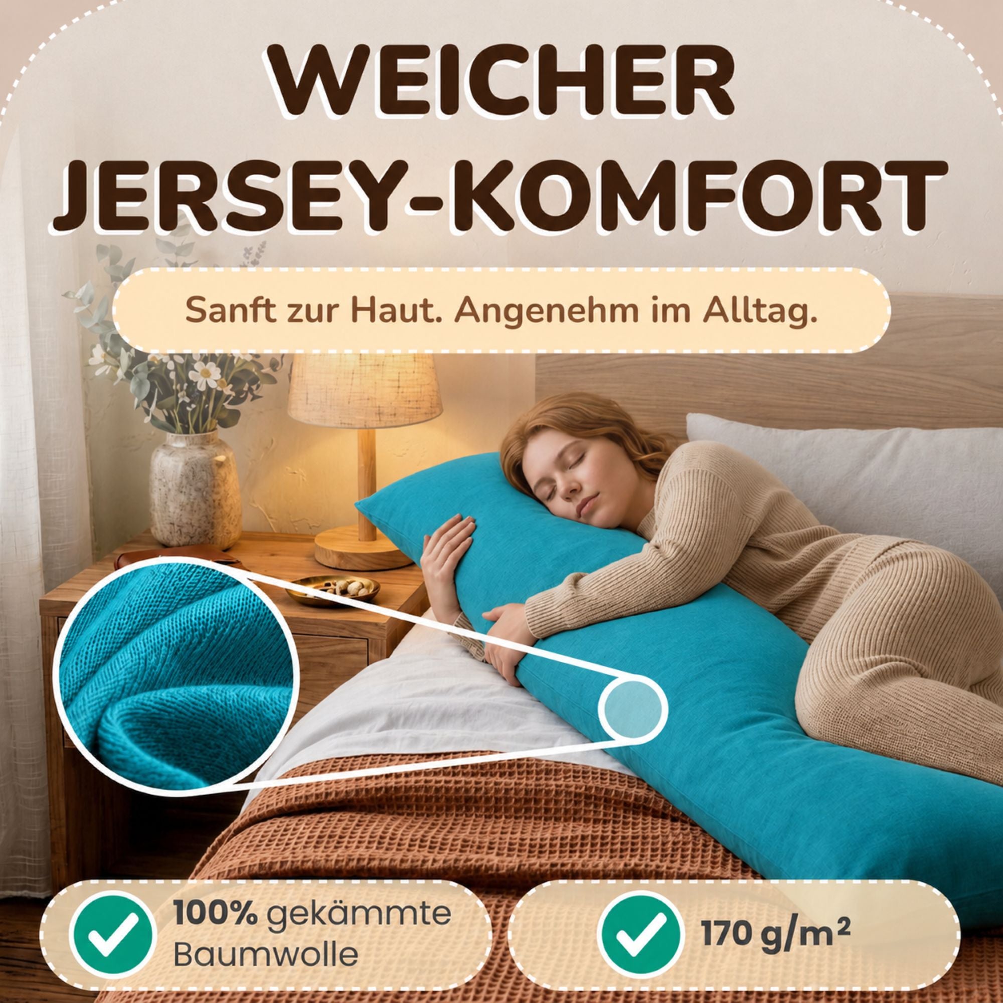 Kissenbezüge 2er Set 40x145 cm - 100% Baumwolle, stilvoll und gemütlich