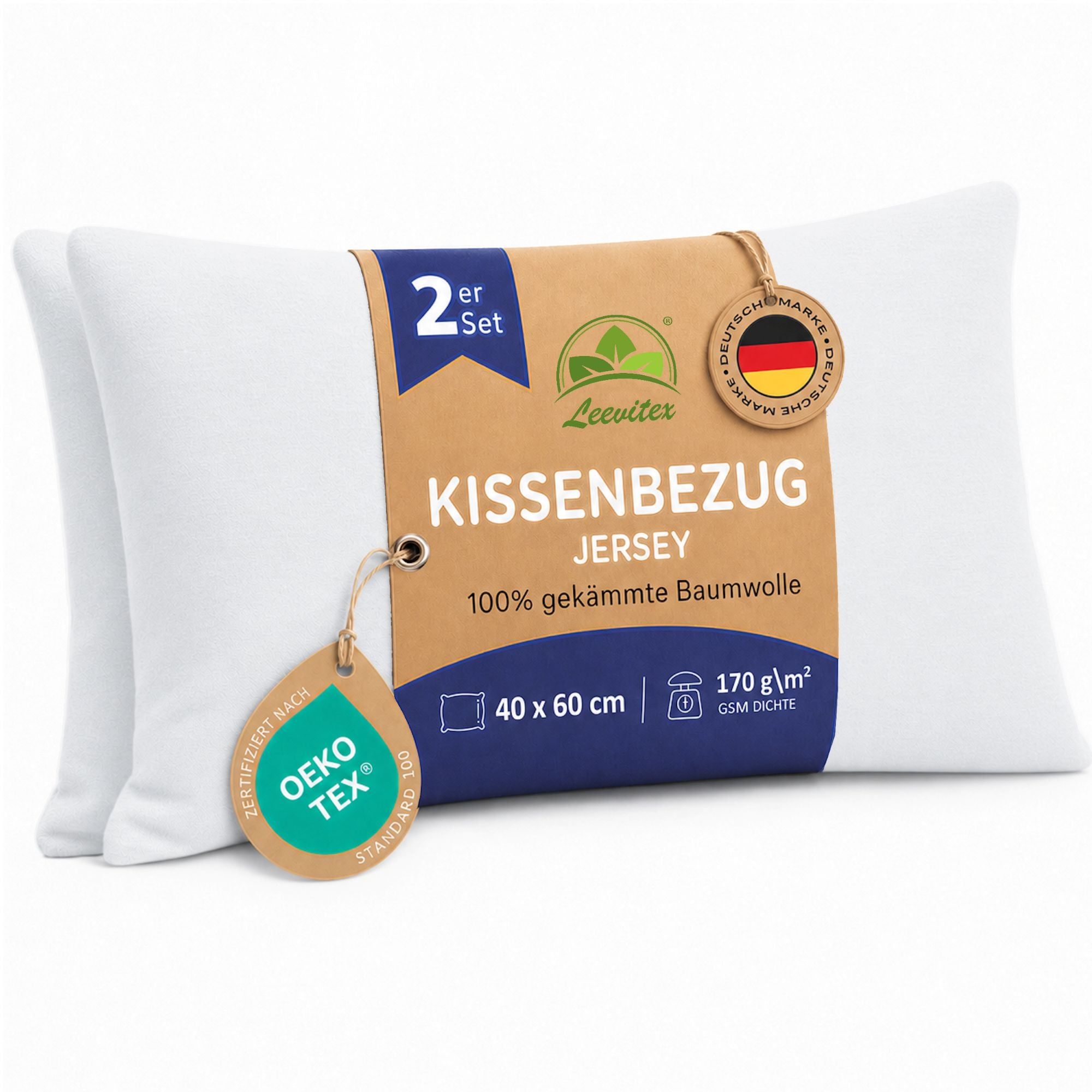 Kissenbezüge 2er Set 40x60 cm - 100% Baumwolle, stilvoll und gemütlich