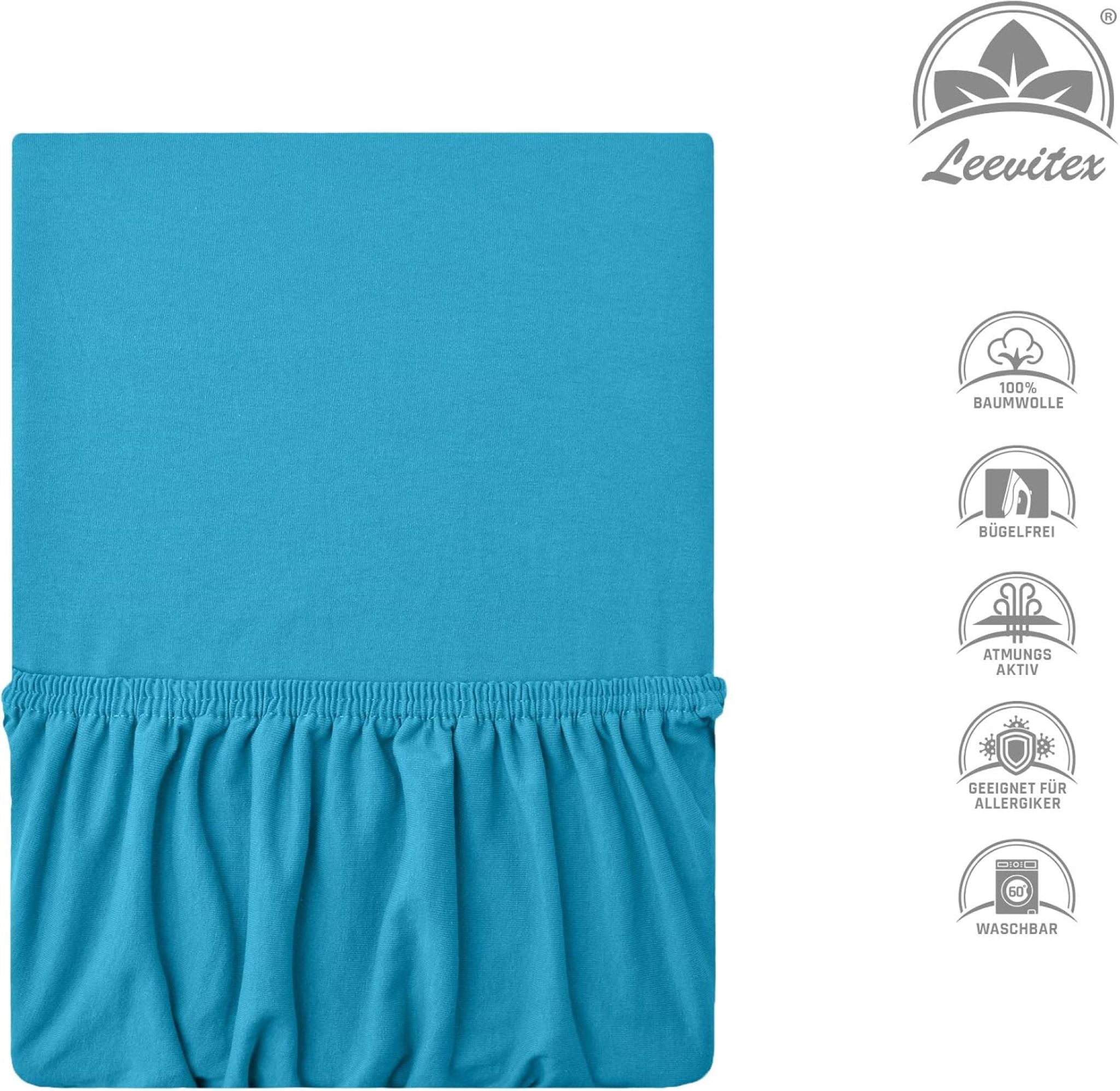 Kinderspannbettlaken von Leevitex im 2er Pack – 100% Jersey-Baumwolle, 70 x 140 cm