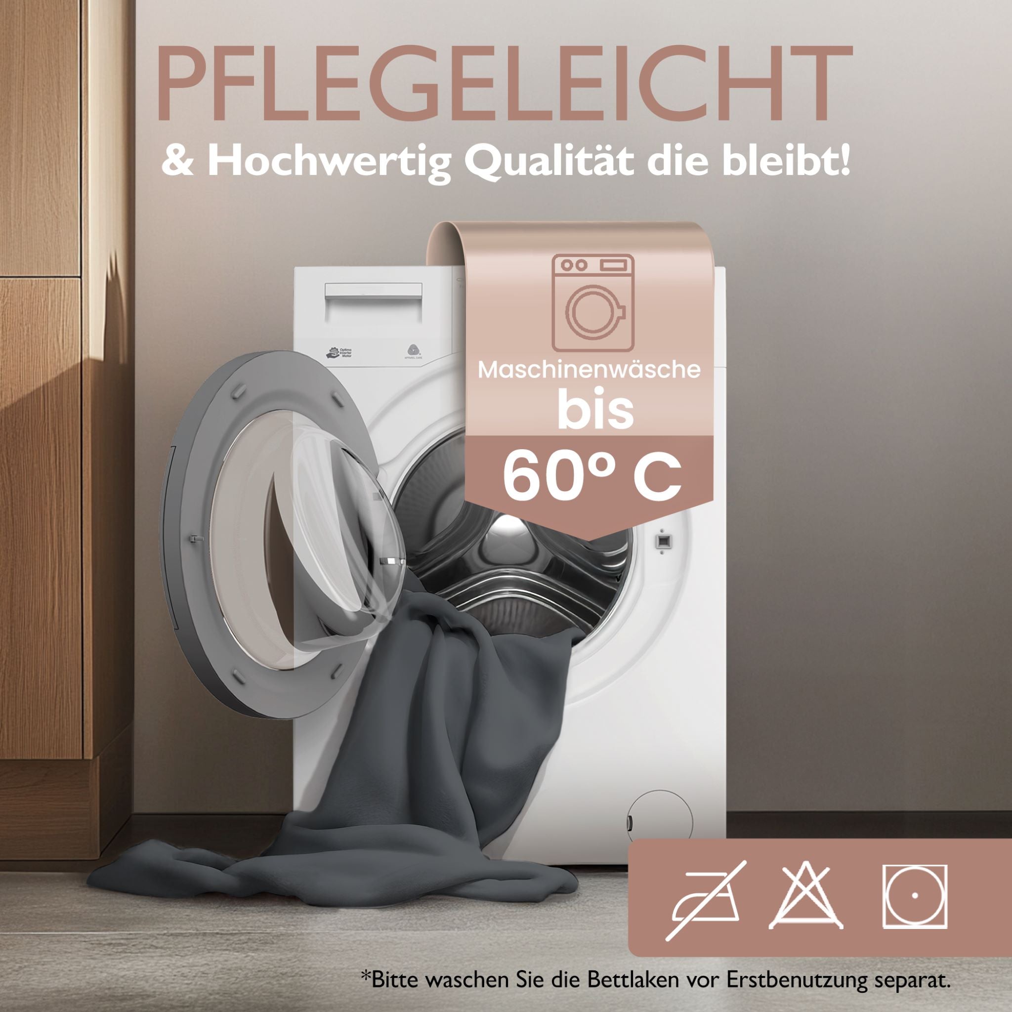 Winter-Spannbettlaken Anthrazit 180x200 cm Information Pflegeleicht, Maschinenwaschbar bis 60 Grad Celsius