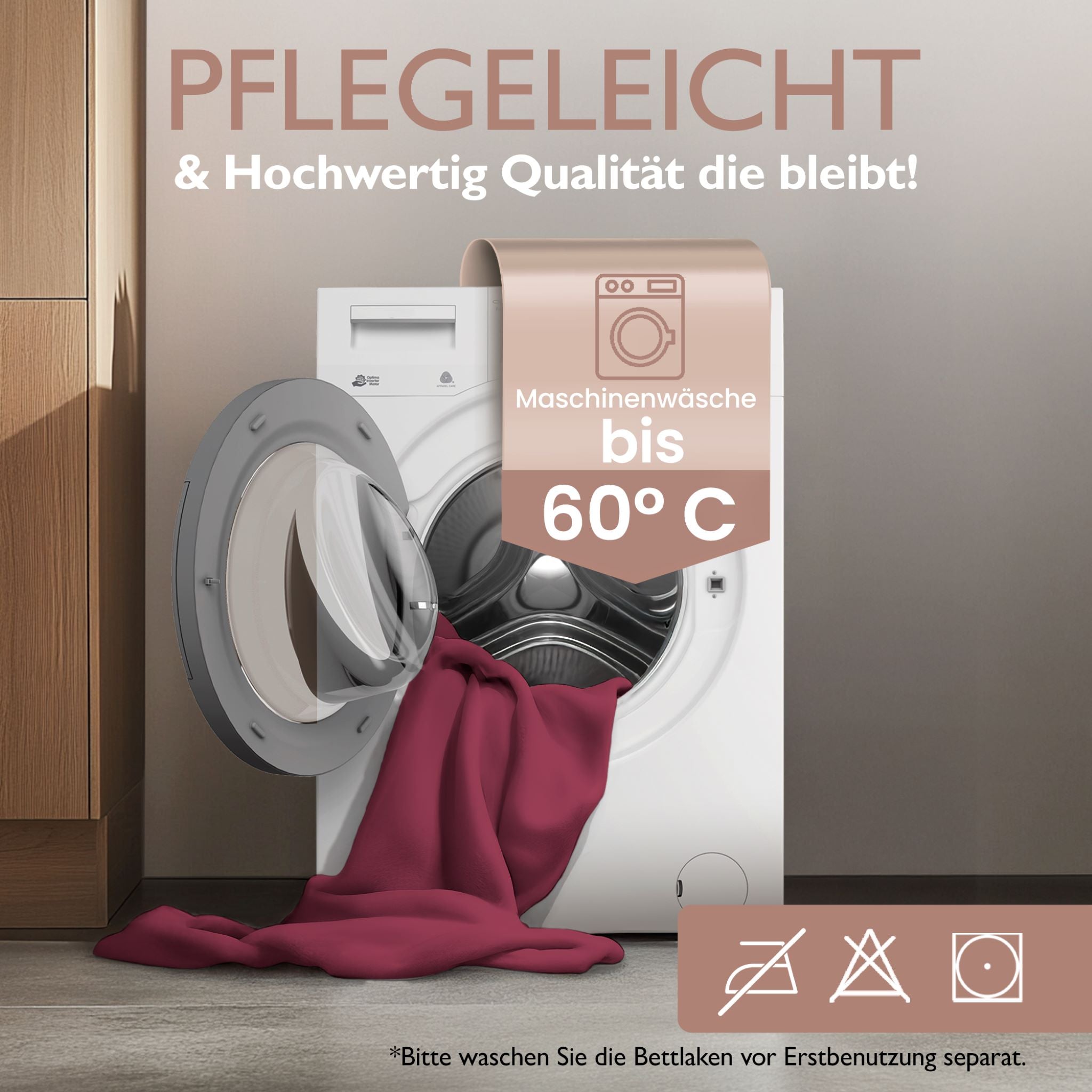 Winter-Spannbettlaken Bordeaux 200x200 cm Information Pflegeleicht, Maschinenwaschbar bis 60 Grad Celsius