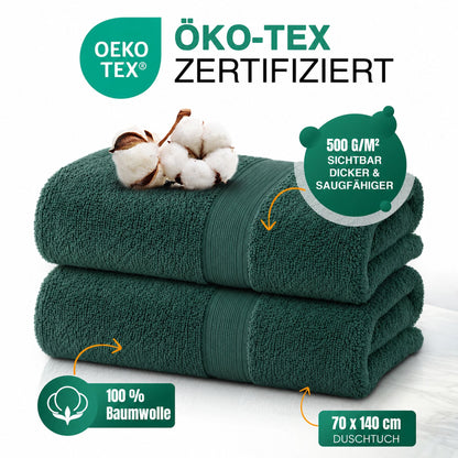Duschtücher im 2er Set – 100% Baumwolle, 70 x 140 cm, weich und saugfähig