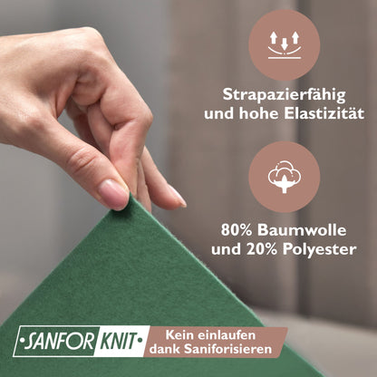 Winter-Spannbettlaken Dunkelgrün 180x200 cm Darstellung hohe Elastizität 80% Baumwolle und 20% Polyester