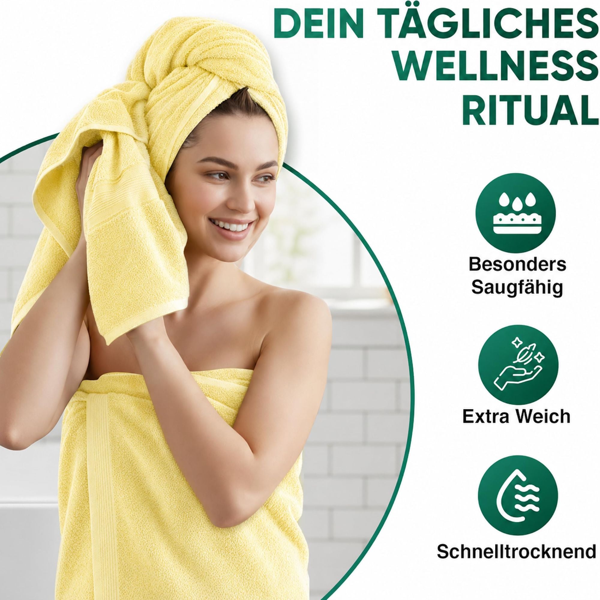 Duschtücher im 2er Set – 100% Baumwolle, 70 x 140 cm, weich und saugfähig