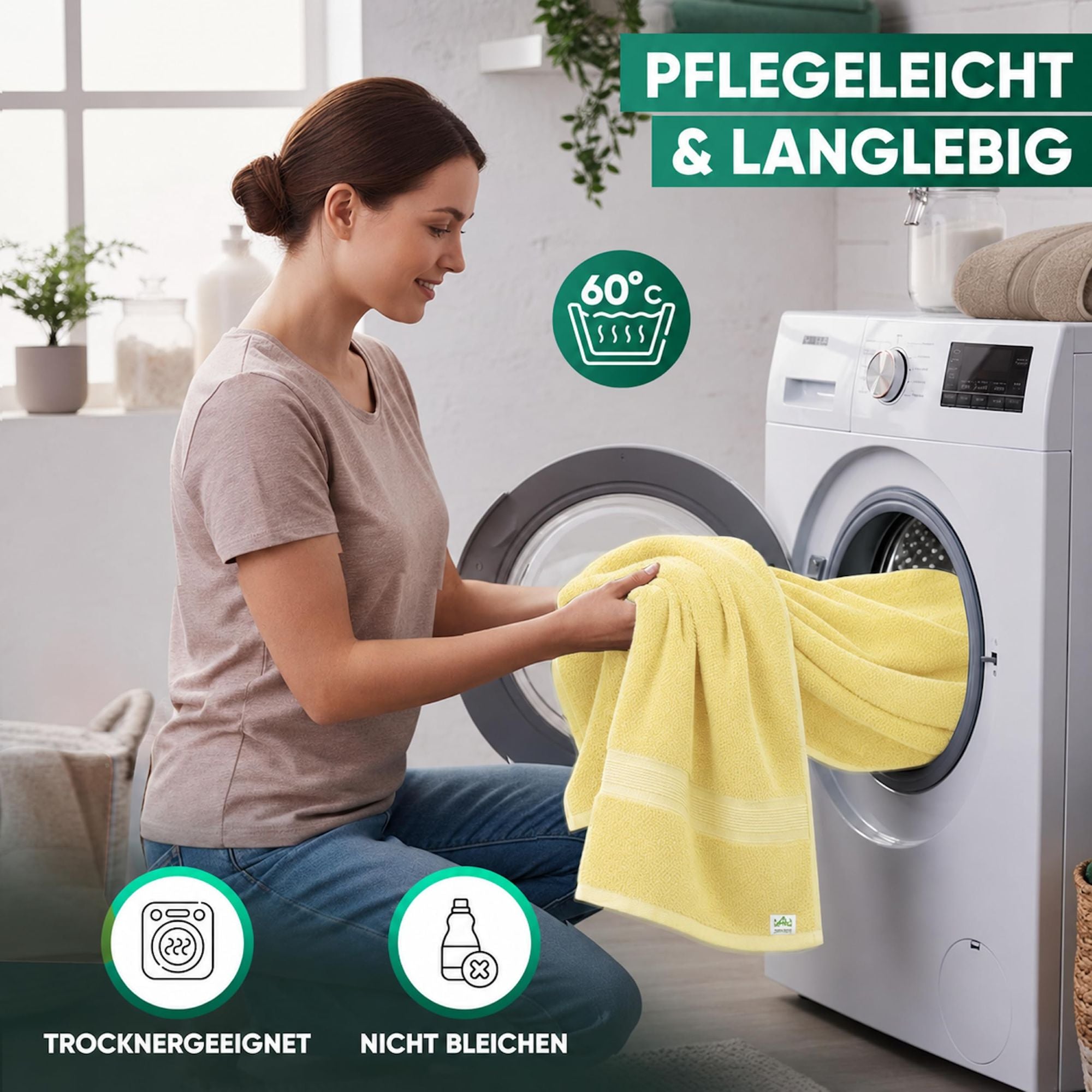 Duschtücher im 2er Set – 100% Baumwolle, 70 x 140 cm, weich und saugfähig