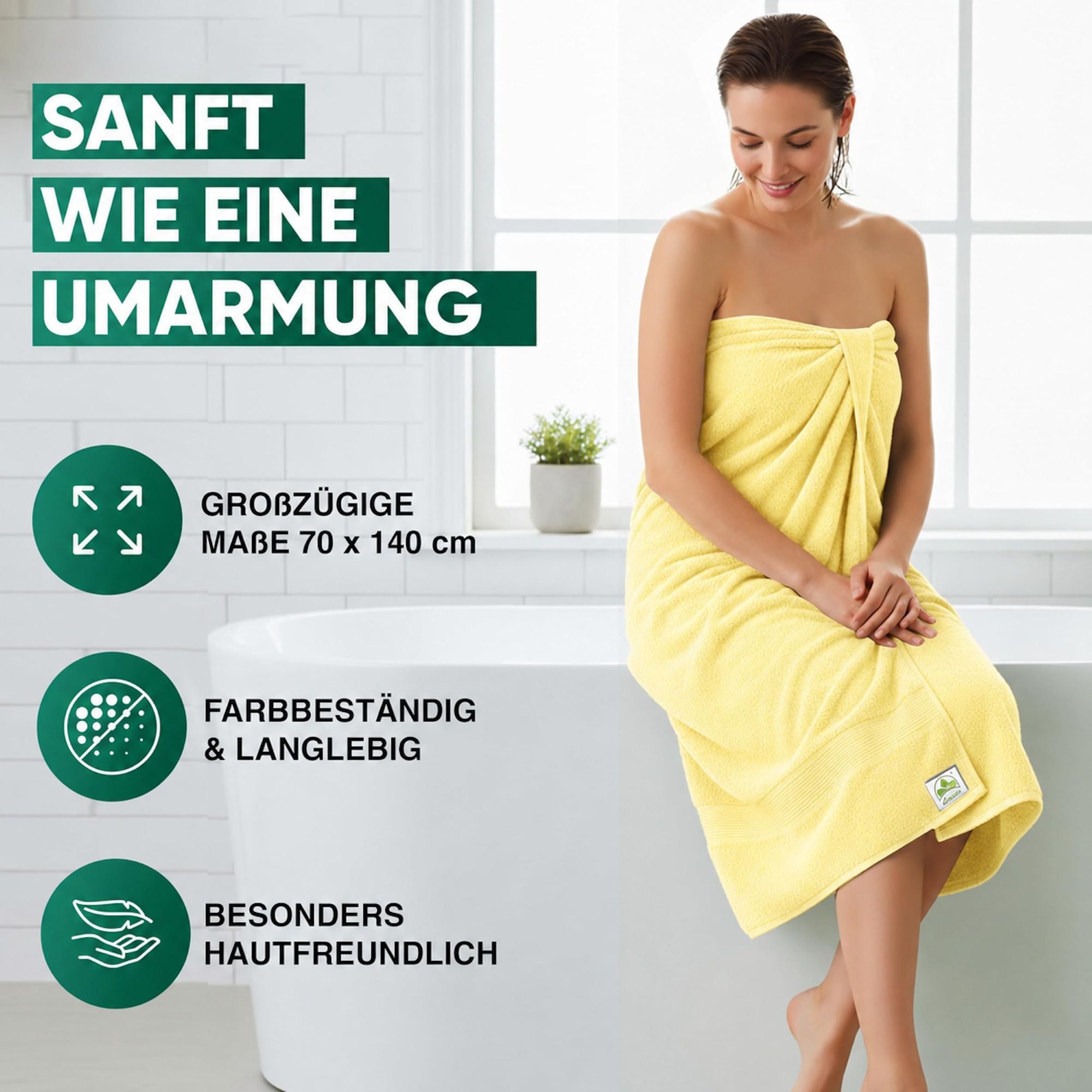Duschtücher im 2er Set – 100% Baumwolle, 70 x 140 cm, weich und saugfähig