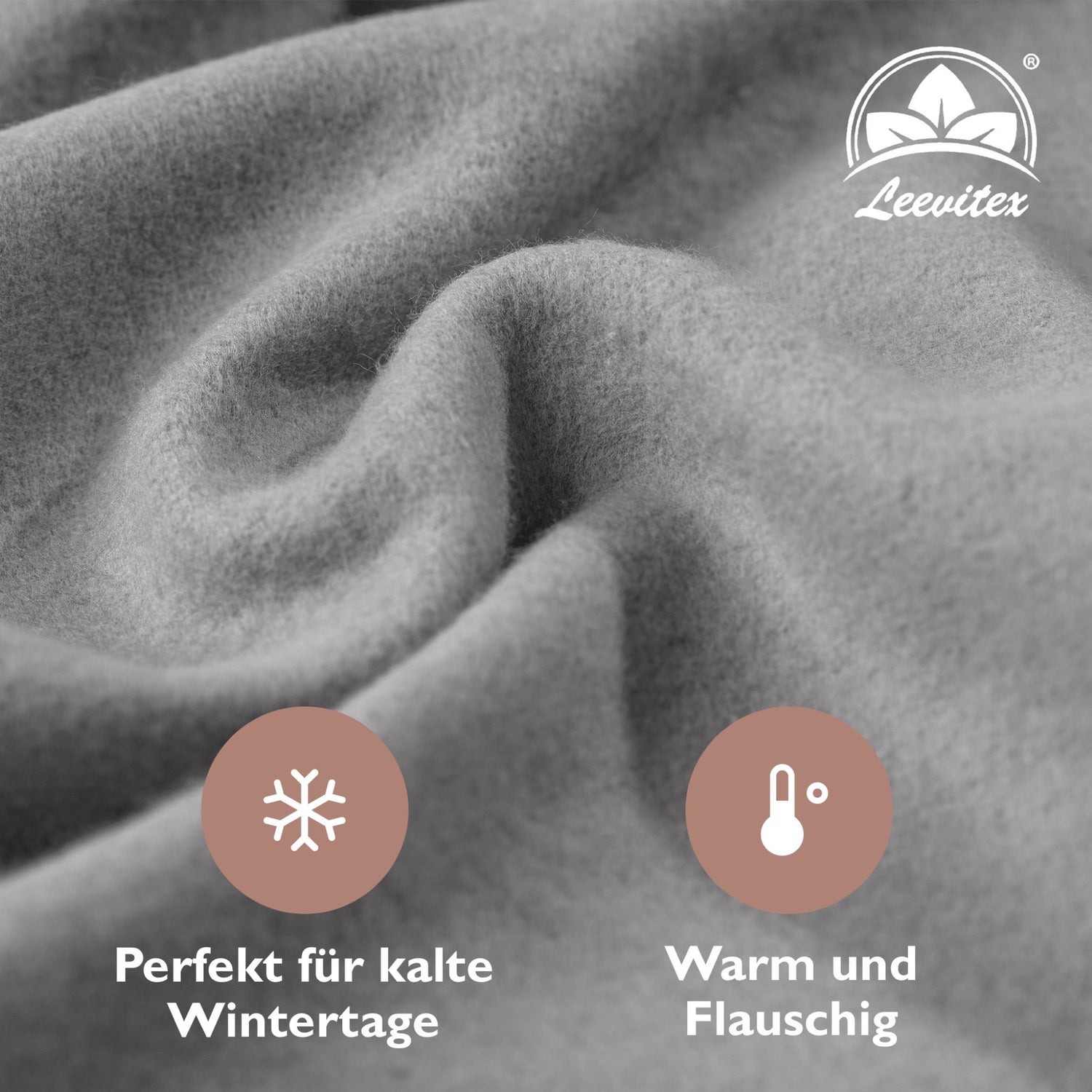 Winter-Spannbettlaken Grau 200x200 cm Nahaufnahme flauschiger Stoff