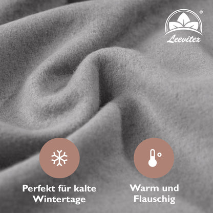 Winter-Spannbettlaken Grau 200x200 cm Nahaufnahme flauschiger Stoff