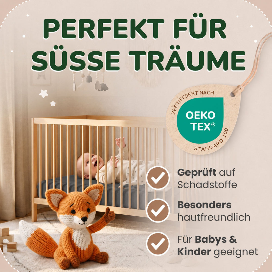 Kinderspannbettlaken von Leevitex im 2er Pack – 100% Jersey-Baumwolle, 70 x 140 cm