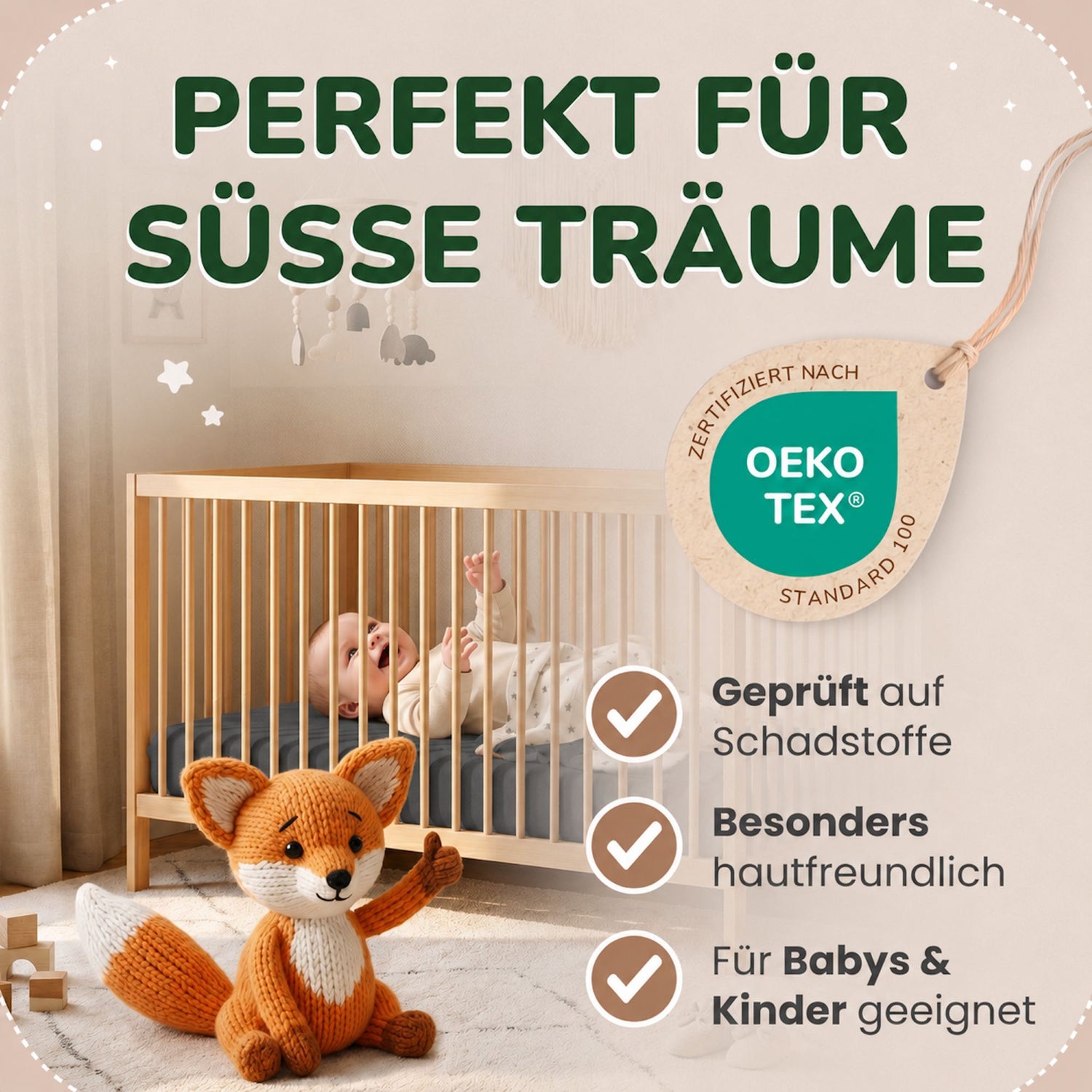 Kinder Spannbettlaken 70 x 140 cm von Leevitex im 1er Pack – 100% Jersey-Baumwolle,