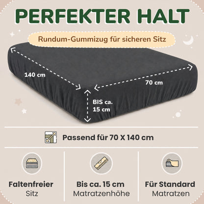 Kinder Spannbettlaken 70 x 140 cm von Leevitex im 1er Pack – 100% Jersey-Baumwolle,