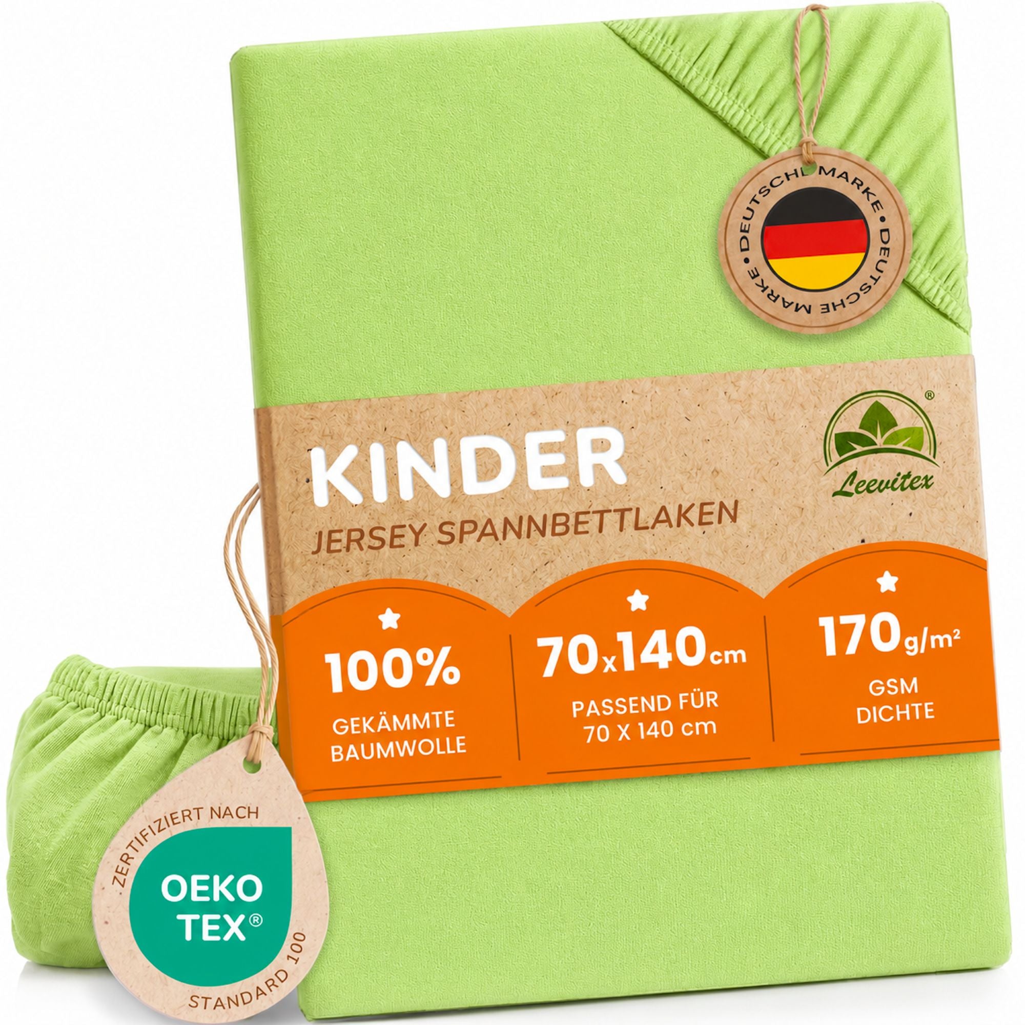 Kinder Spannbettlaken 70 x 140 cm von Leevitex im 1er Pack – 100% Jersey-Baumwolle,