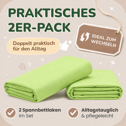 Kinderspannbettlaken von Leevitex im 2er Pack – 100% Jersey-Baumwolle, 70 x 140 cm