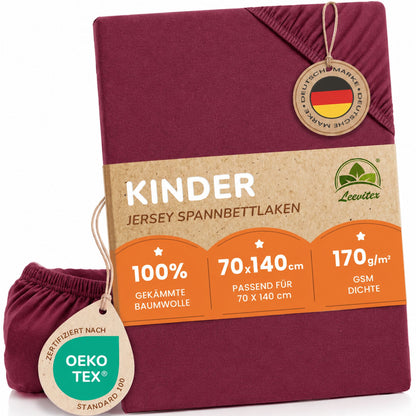 Kinder Spannbettlaken 70 x 140 cm von Leevitex im 1er Pack – 100% Jersey-Baumwolle,